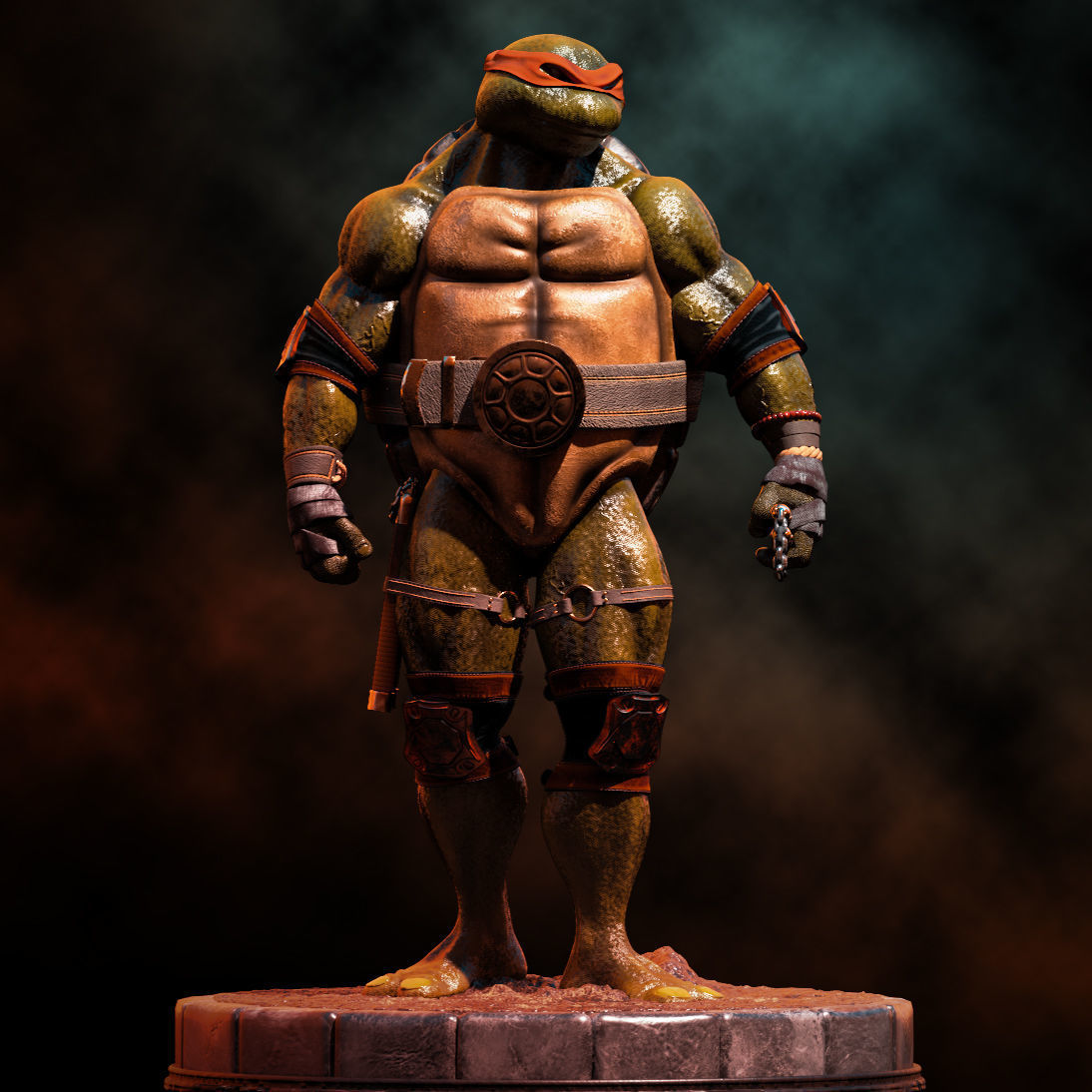 Fanart TMNT Michelangelo - Statue 3D print model_4