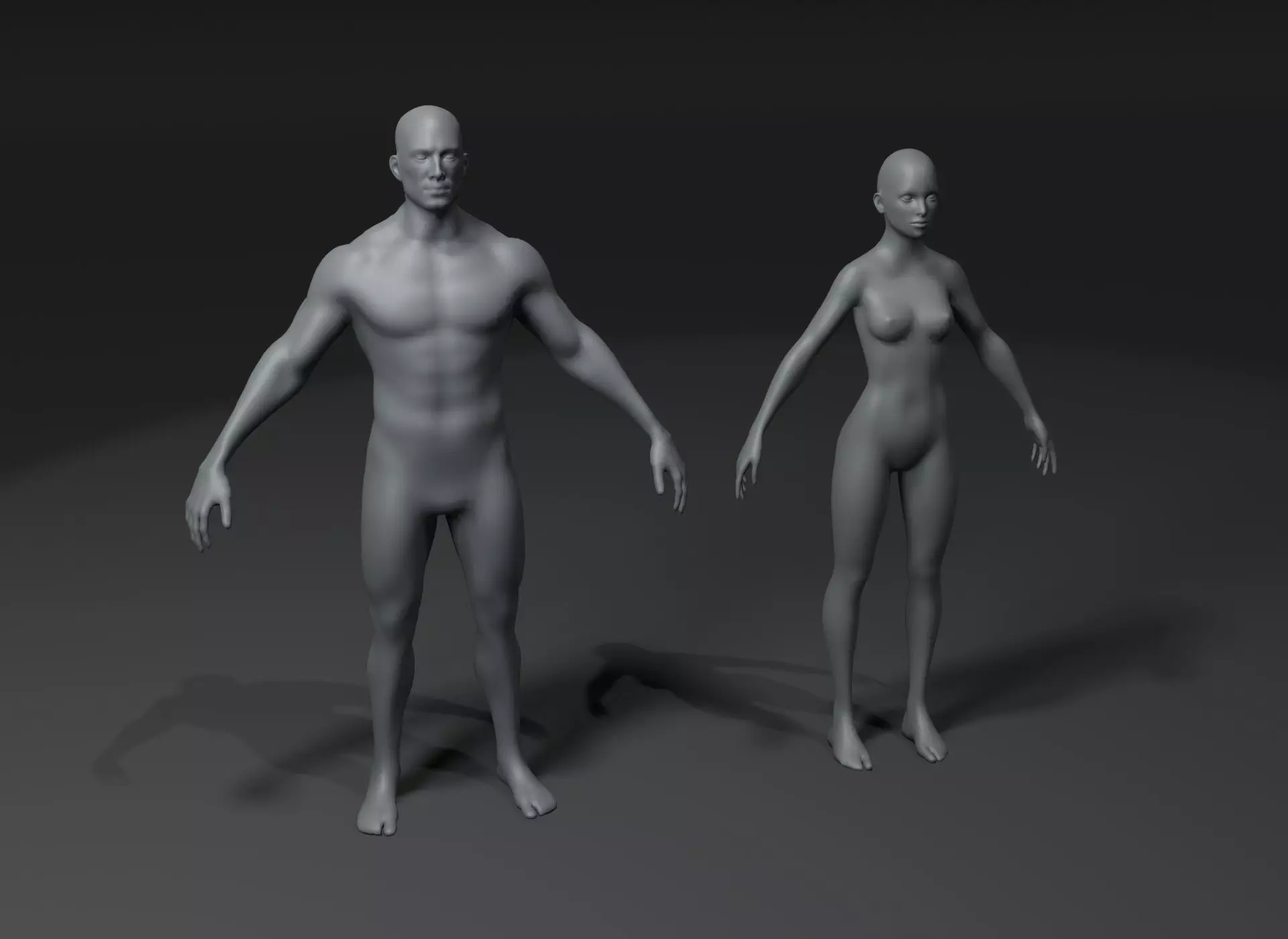 Male and Female Body Base Mesh 3D Model 10k Polygons Low-poly 3D model_0