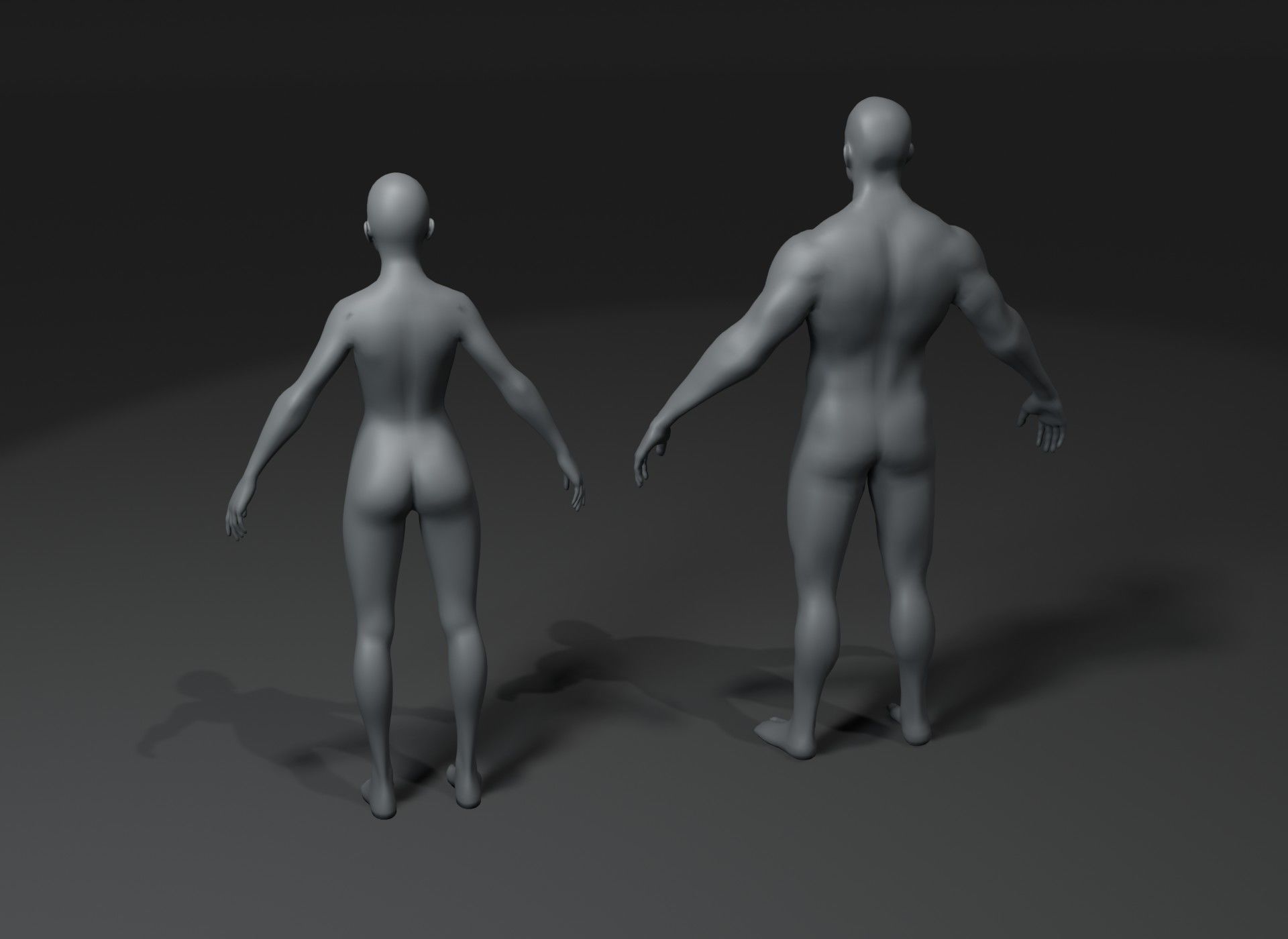 Male and Female Body Base Mesh 3D Model 10k Polygons Low-poly 3D model_2