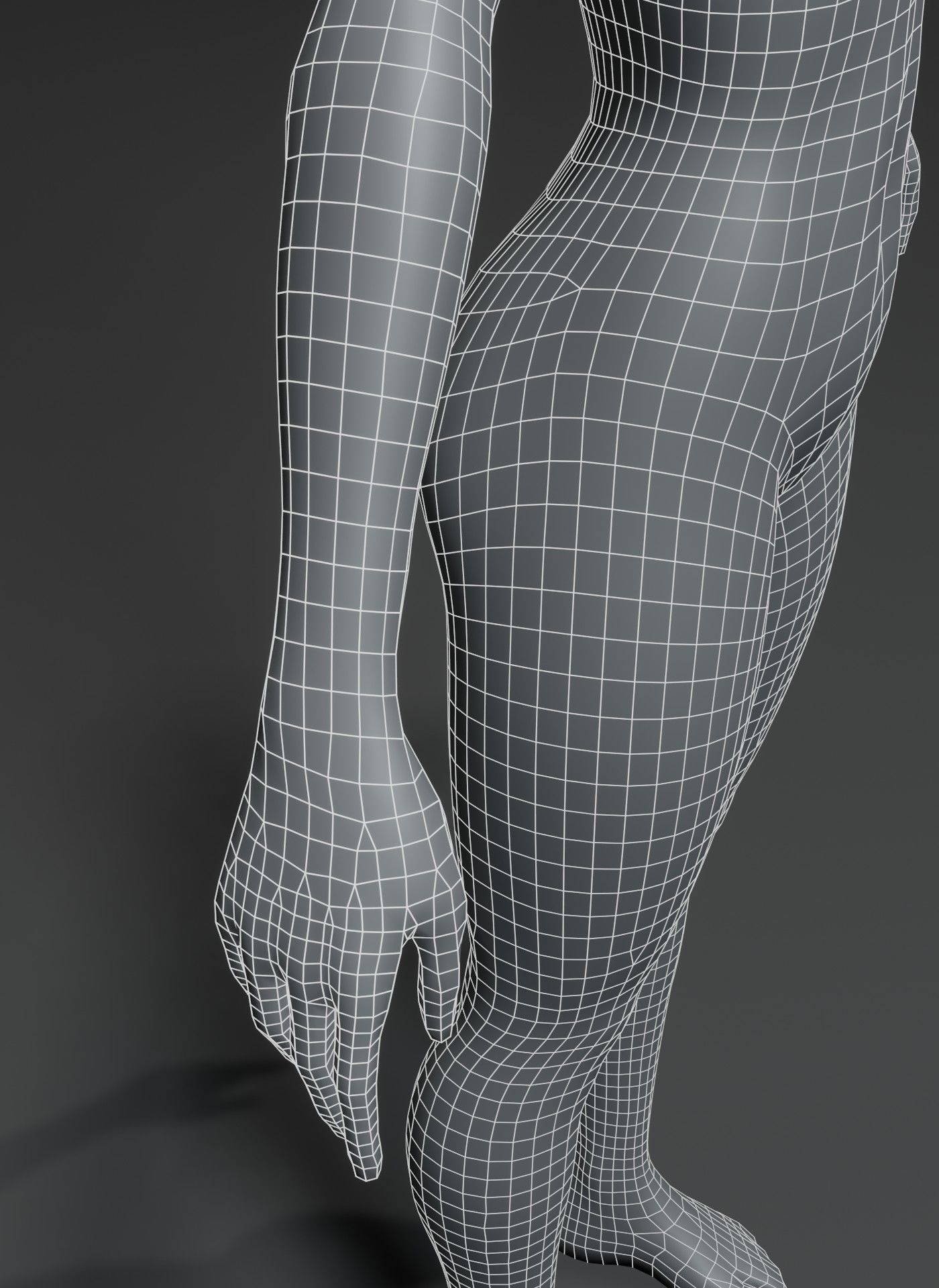 Male and Female Body Base Mesh 3D Model 10k Polygons Low-poly 3D model_19