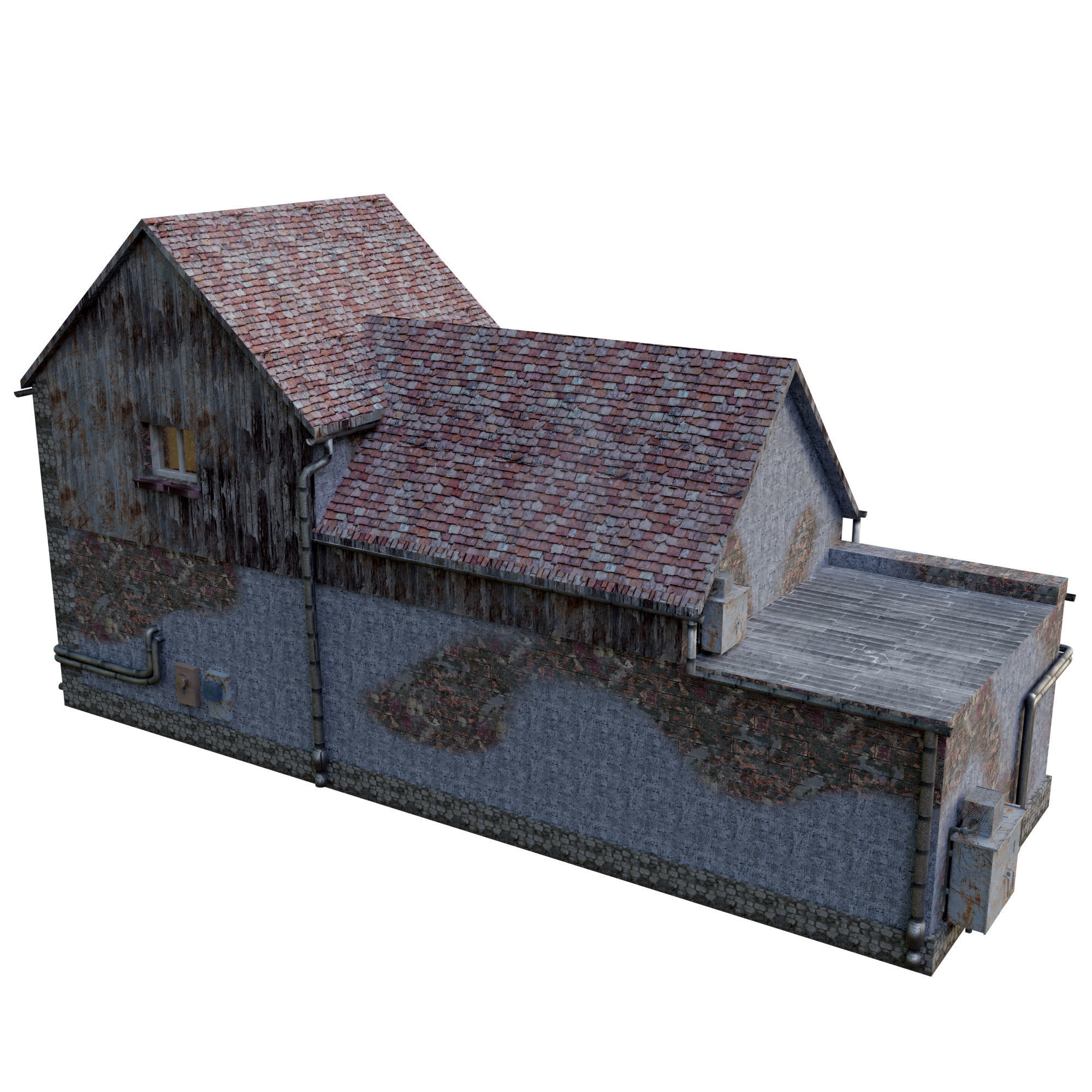 Urban City building 04 Low poly two versions Free low-poly 3D model_2