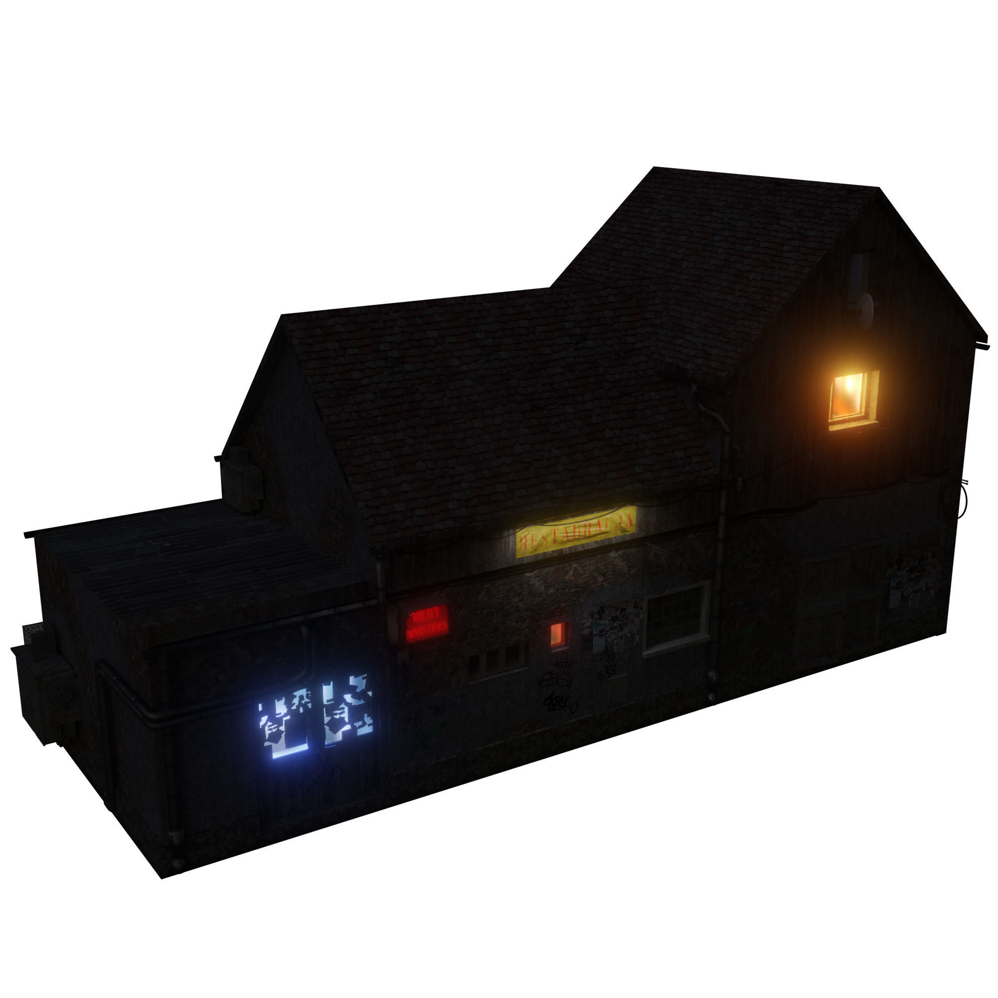 Urban City building 04 Low poly two versions Free low-poly 3D model_4