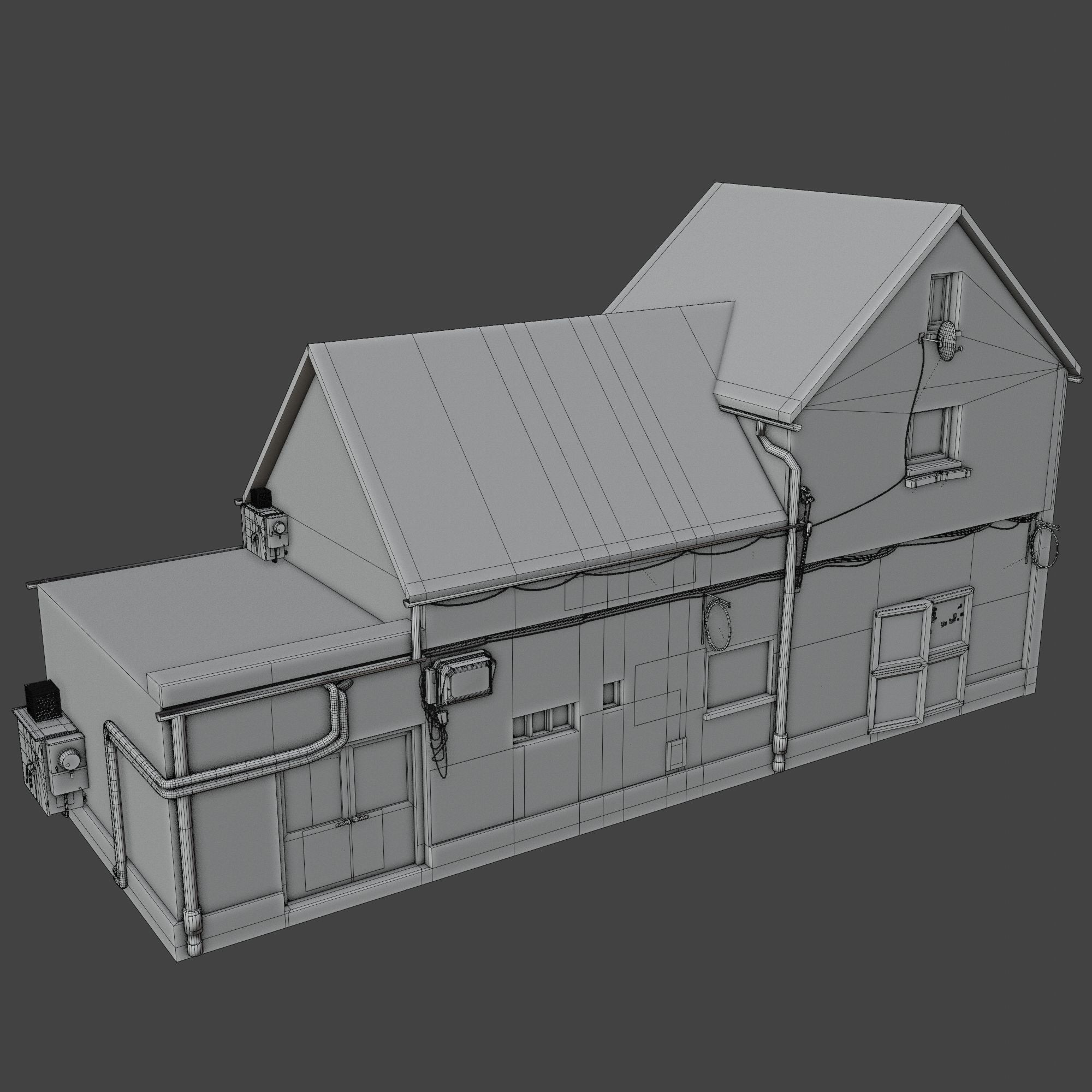 Urban City building 04 Low poly two versions Free low-poly 3D model_7