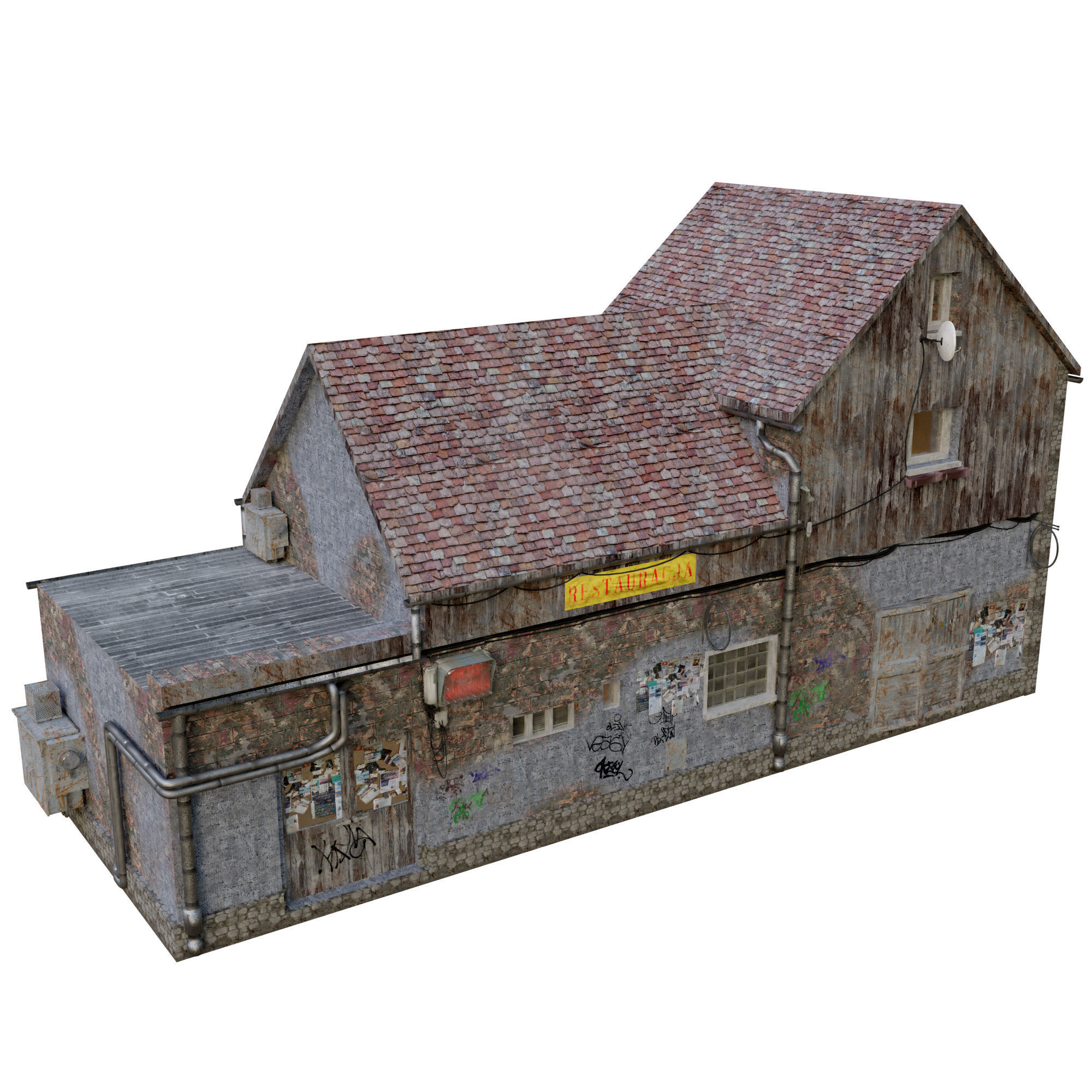 Urban City building 04 Low poly two versions Free low-poly 3D model_1