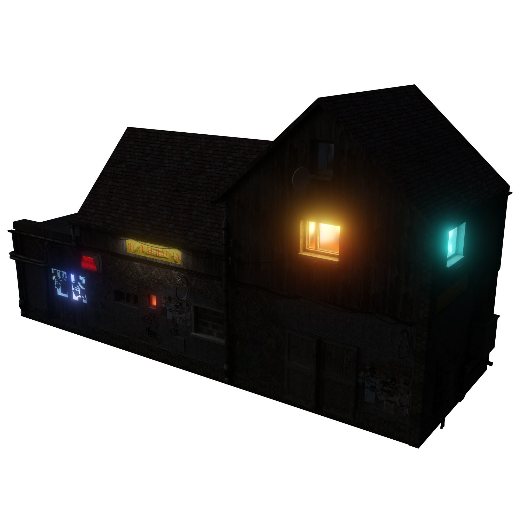 Urban City building 04 Low poly two versions Free low-poly 3D model_3