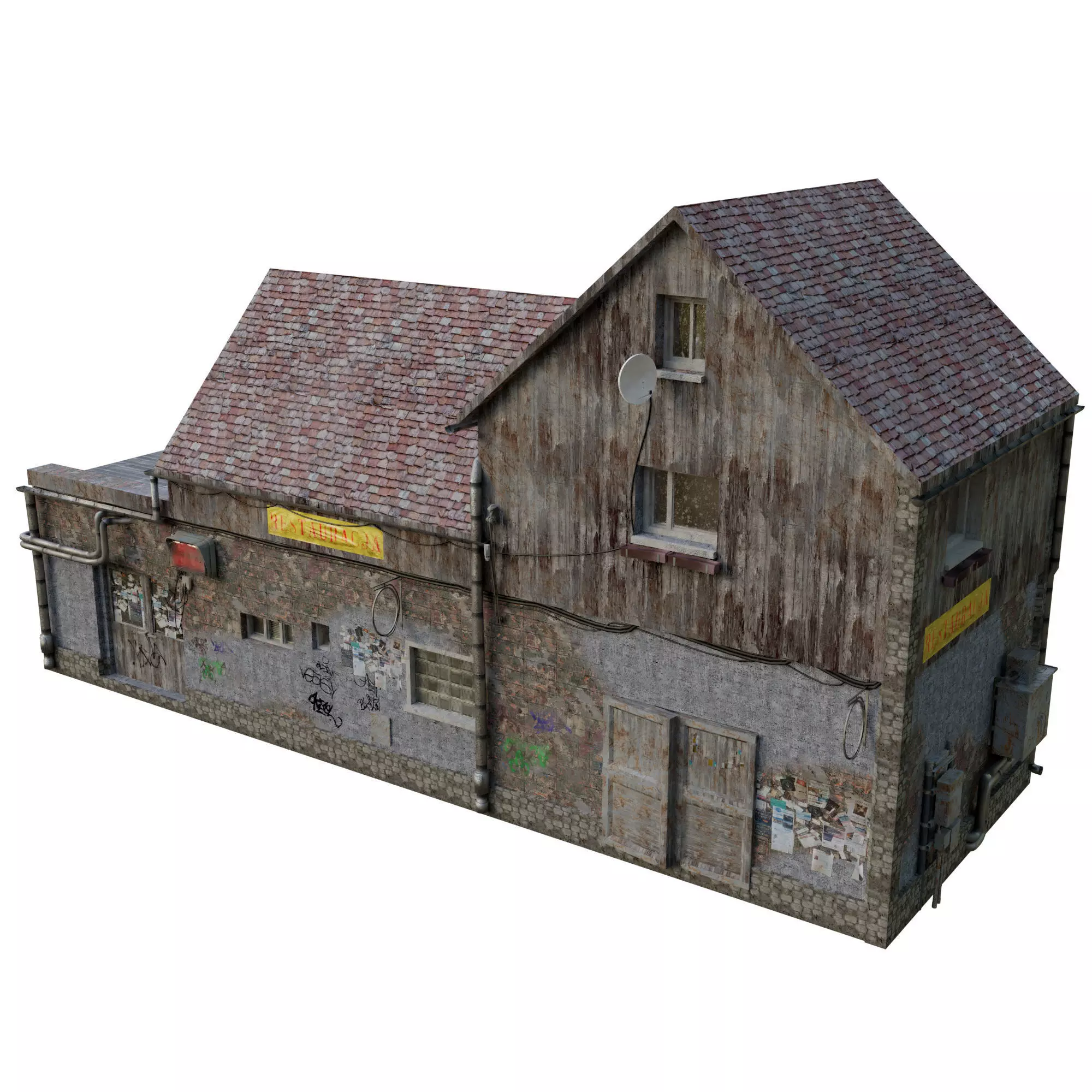 Urban City building 04 Low poly two versions Free low-poly 3D model_0