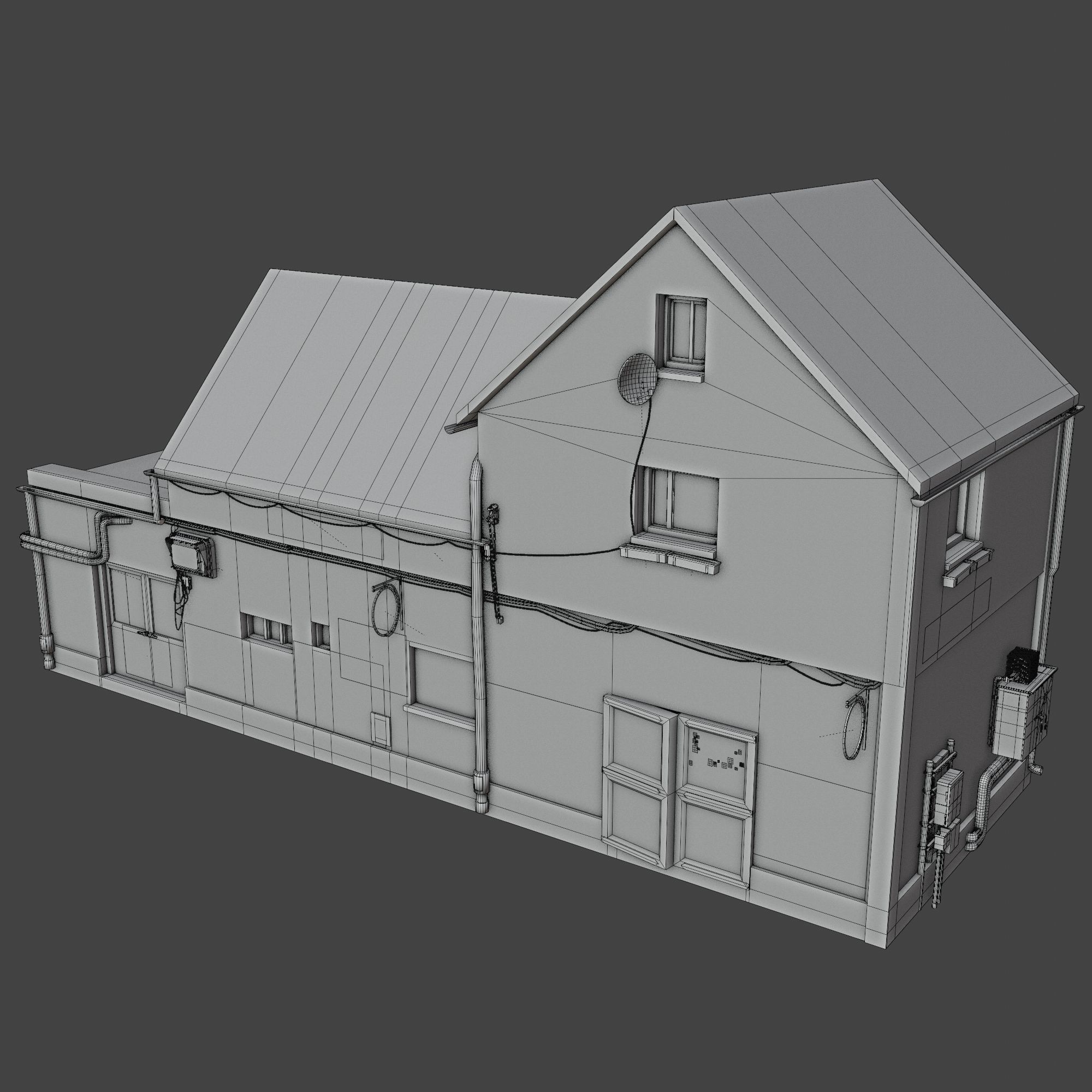 Urban City building 04 Low poly two versions Free low-poly 3D model_6