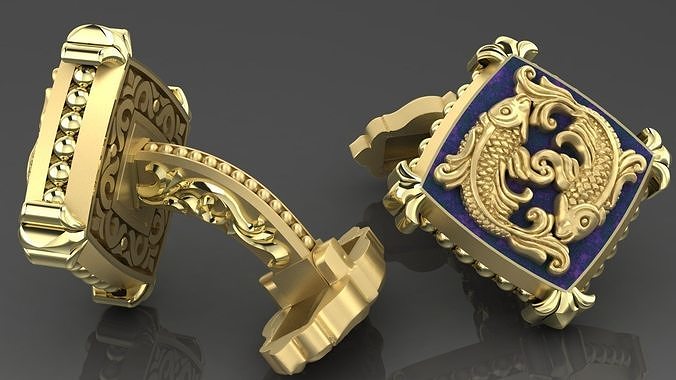 Zodiac signs Cufflinks Fish 3D print model