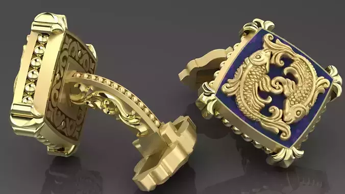 Zodiac signs Cufflinks Fish 3D print model