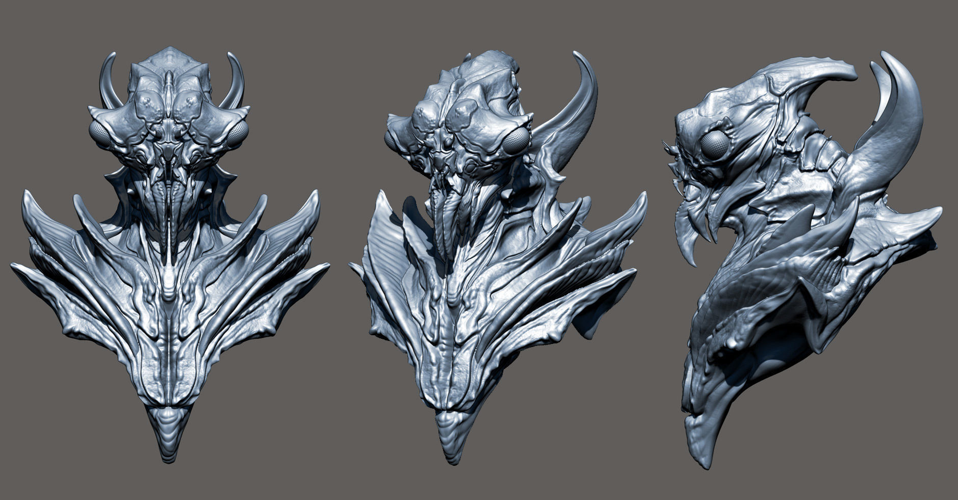 Alien insect bust ready for 3D print 3D print model_5