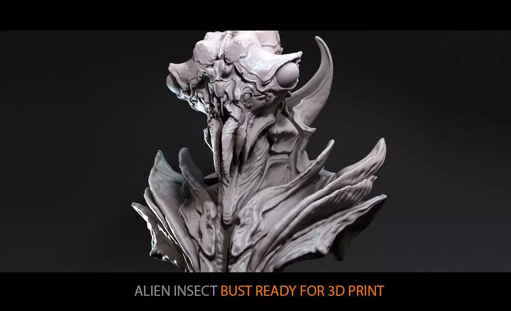 Alien insect bust ready for 3D print 3D print model_0