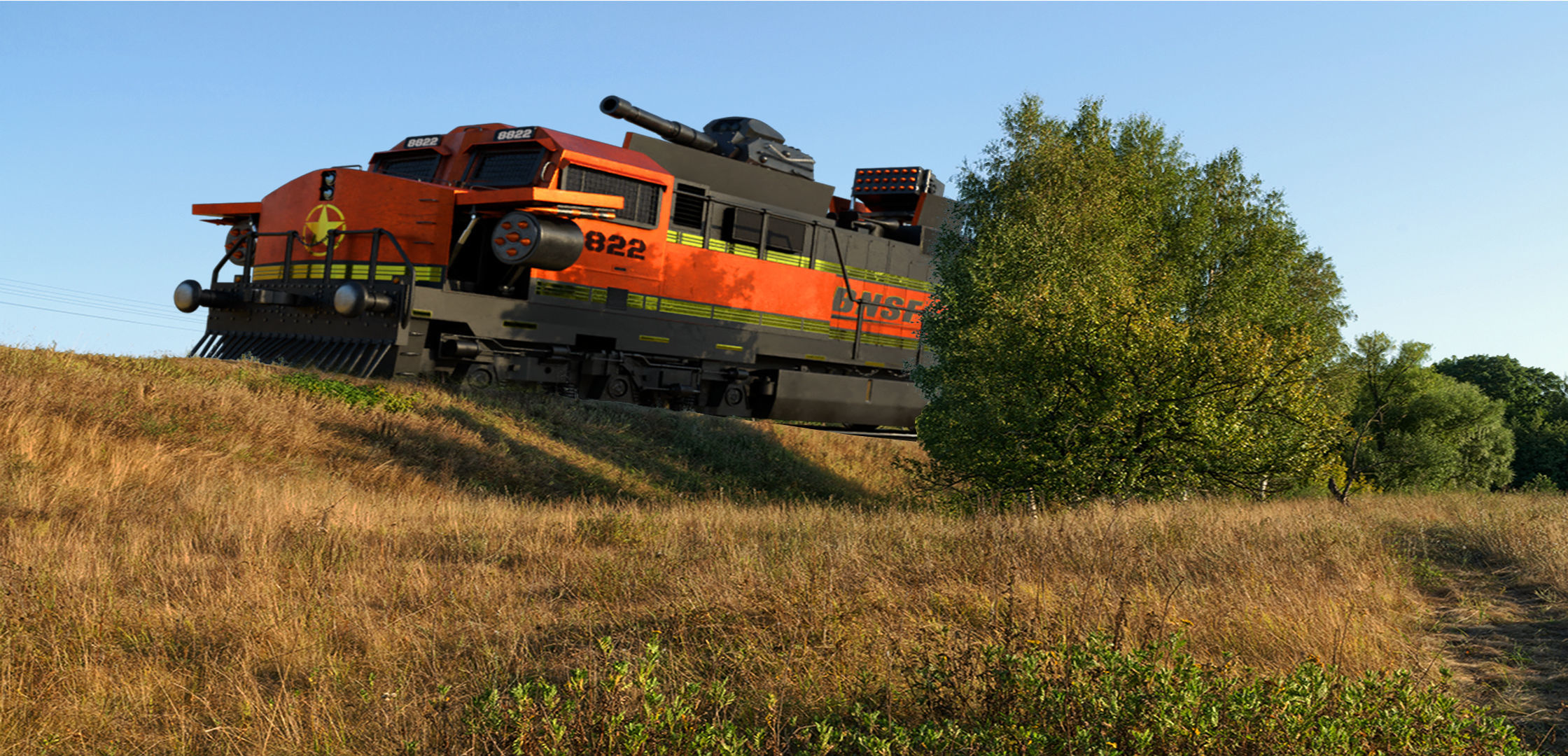 Train Engine Armoured with weapons 3D model_2