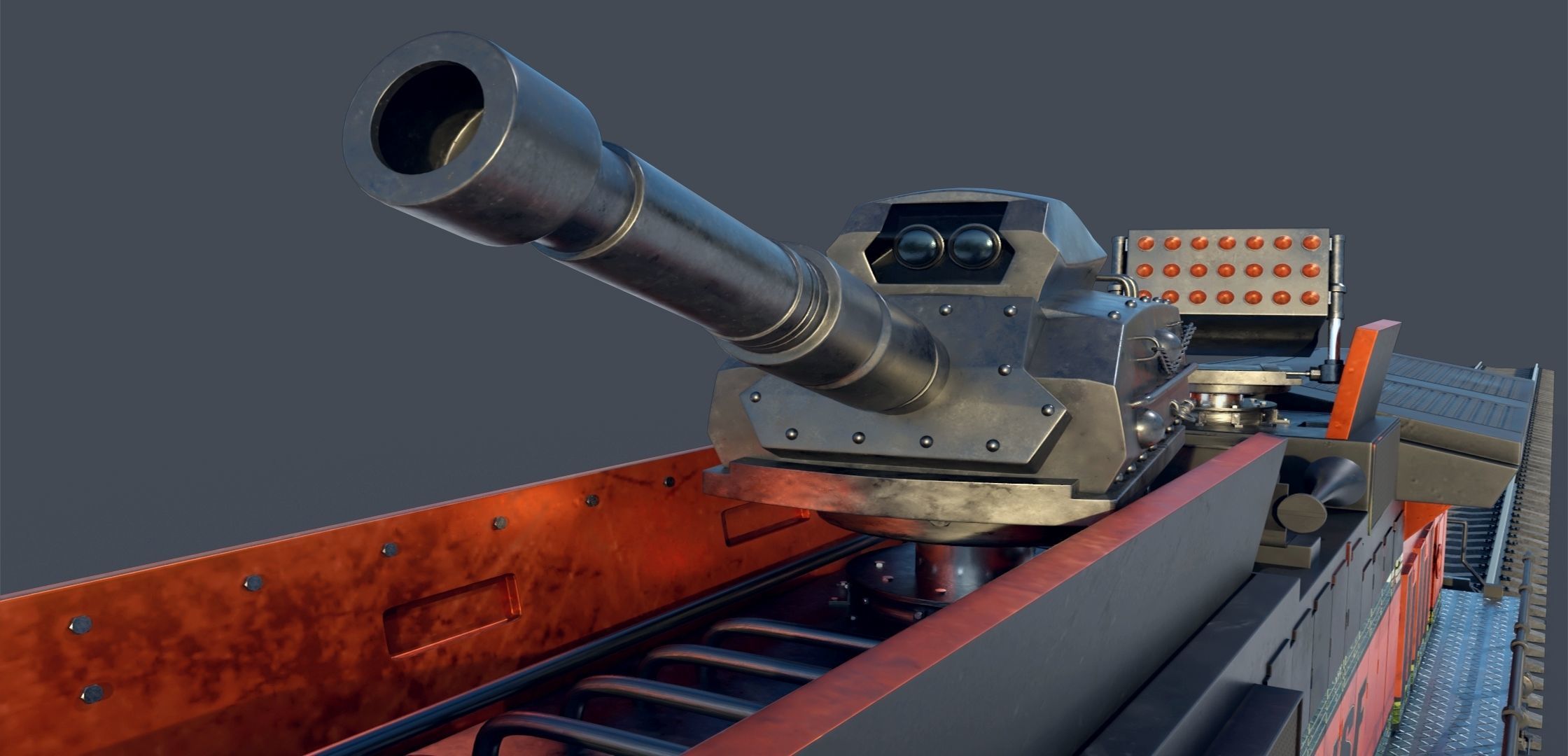 Train Engine Armoured with weapons 3D model_9