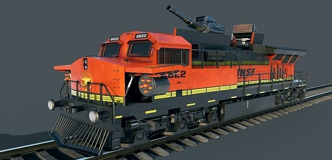 Train Engine Armoured with weapons 3D model