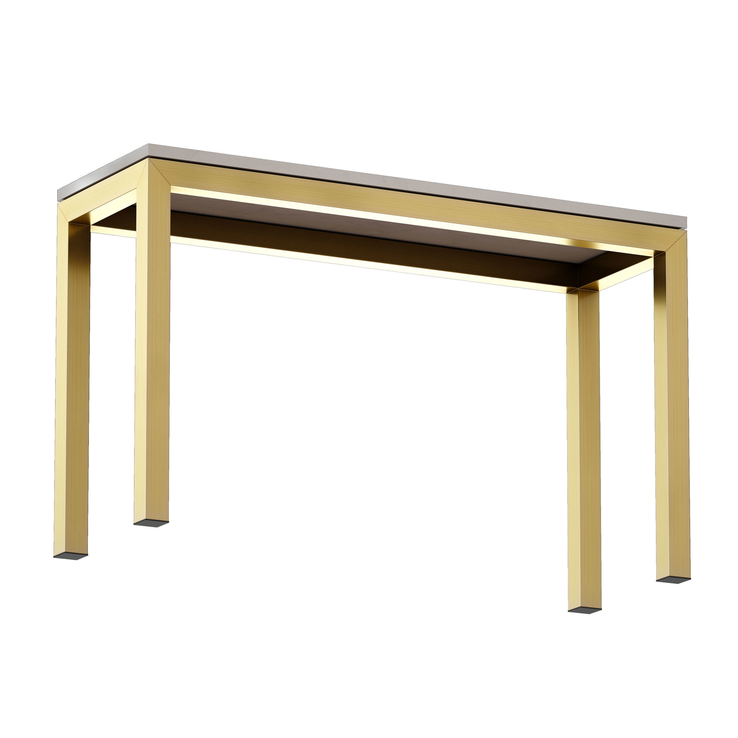 Parsons White Marble Brass Console 3D model_2