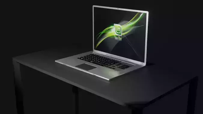 Laptop 3d model on table