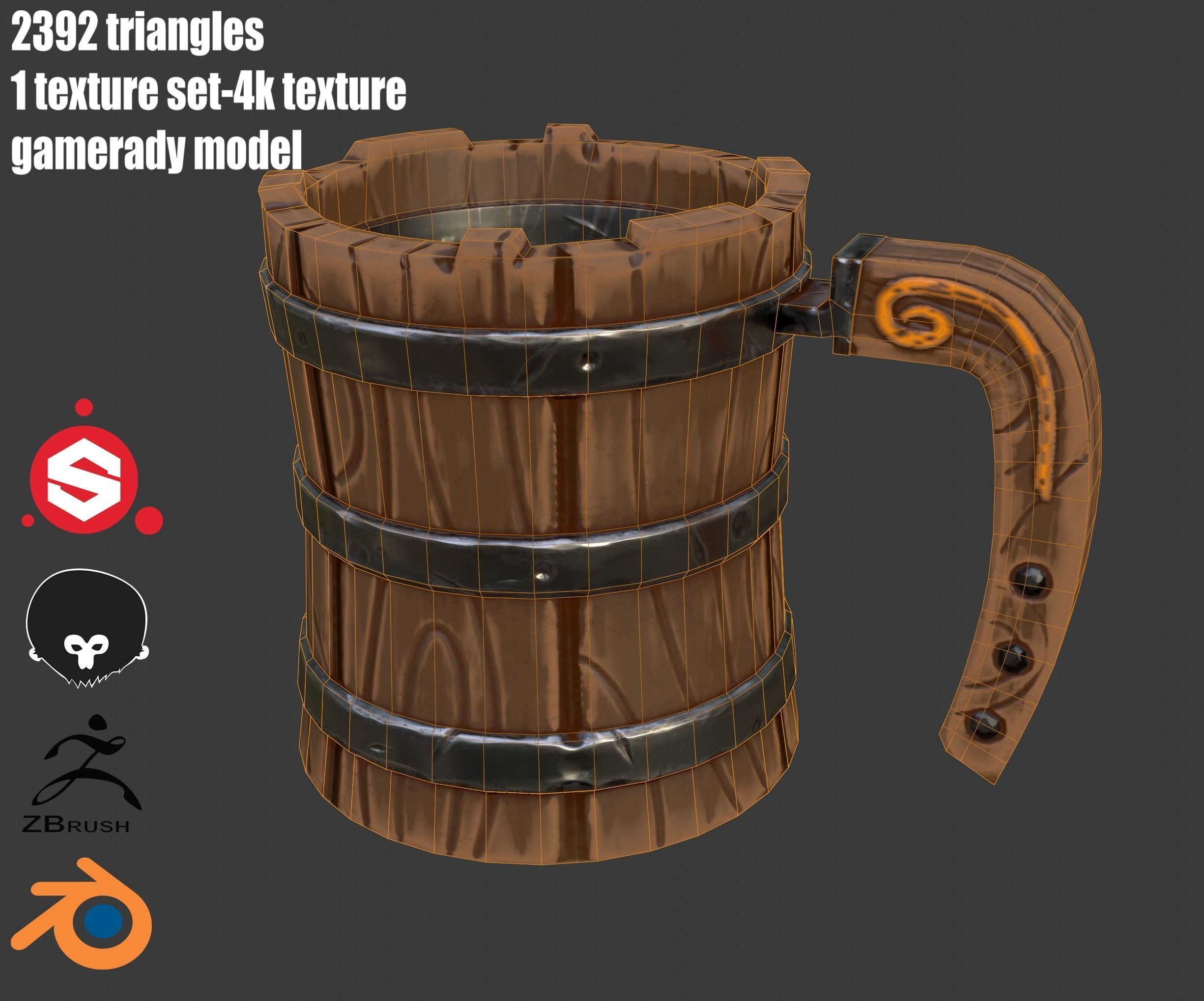 cup for game Low-poly 3D model_2