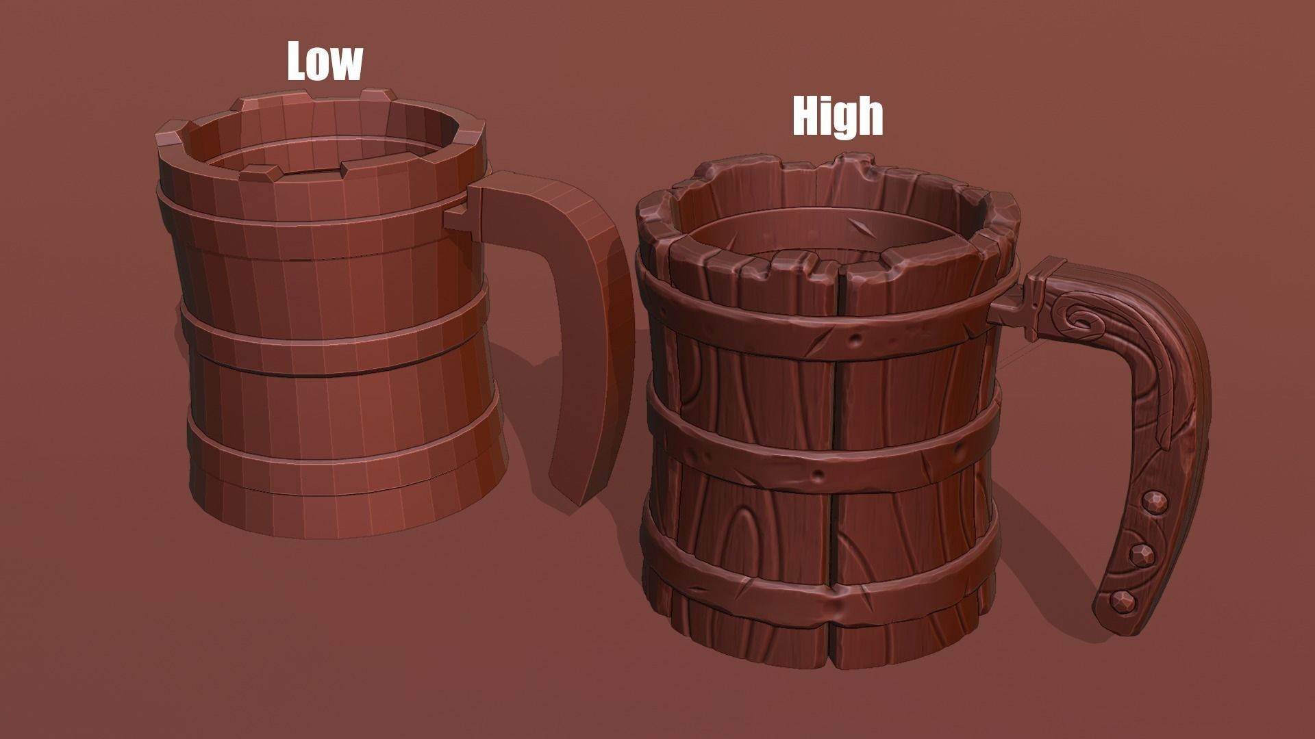 cup for game Low-poly 3D model_1