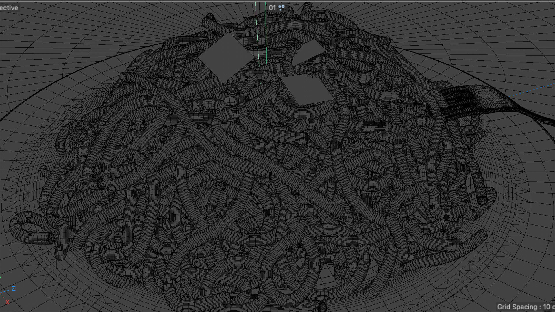 Spaghetti - Pasta With Fork and Glass of Water 3D model_4