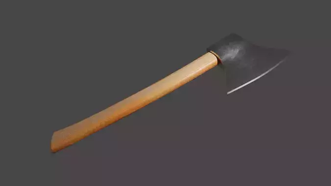 Axe forged and wooden handle 3D model
