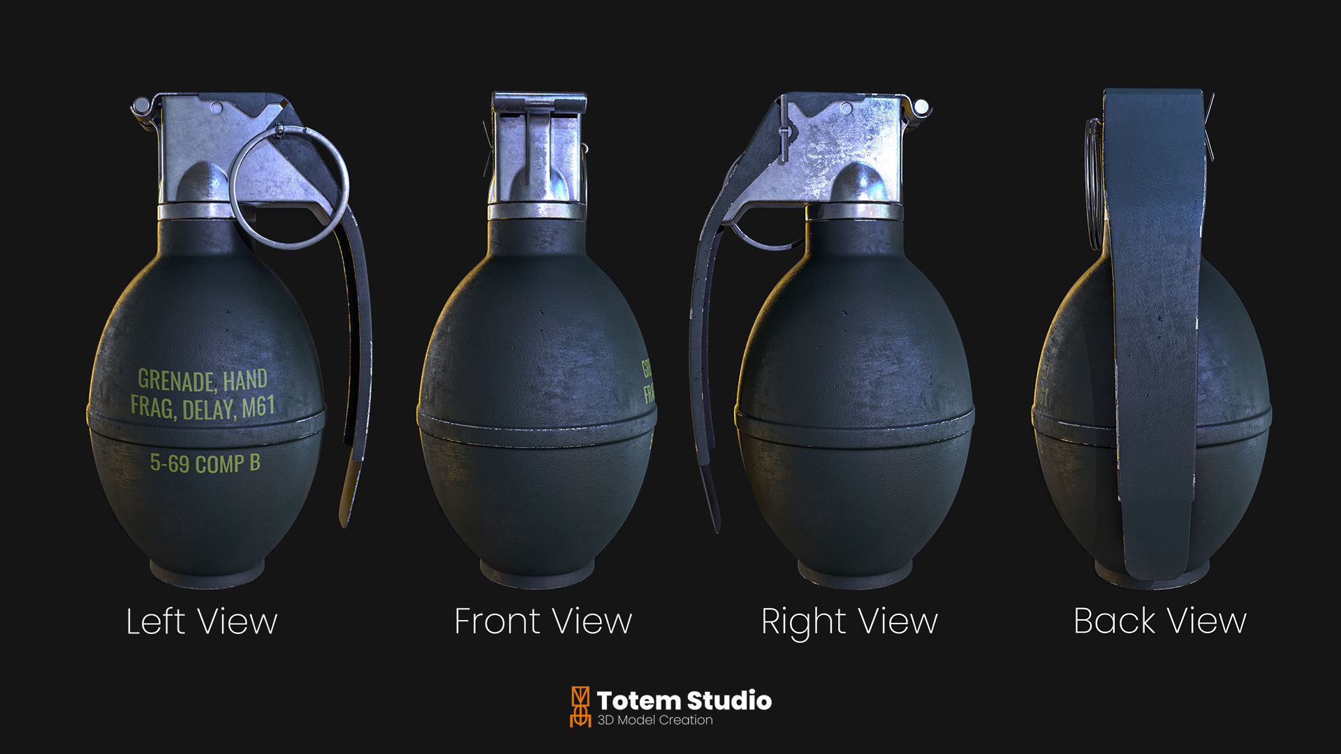 Grenade Project Collection Package Low-poly 3D model_24