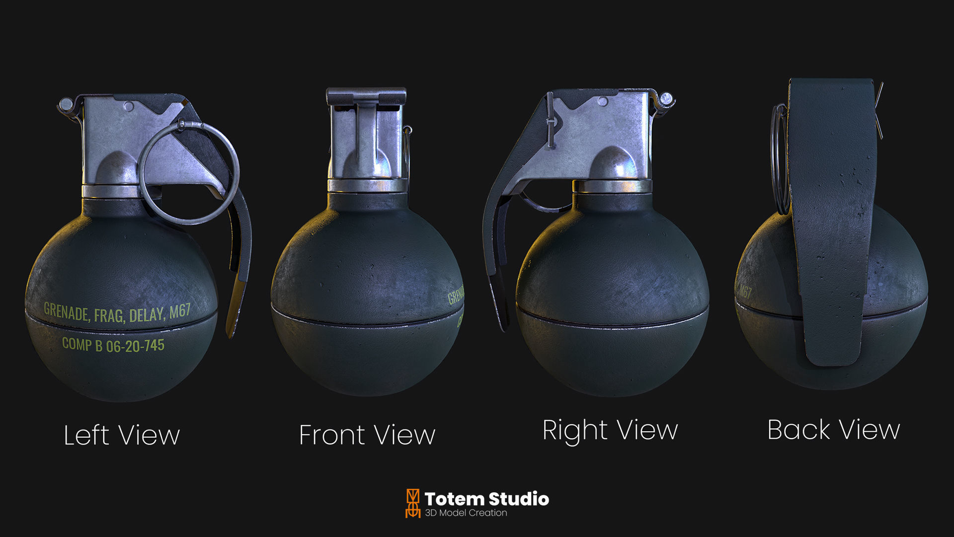 Grenade Project Collection Package Low-poly 3D model_27