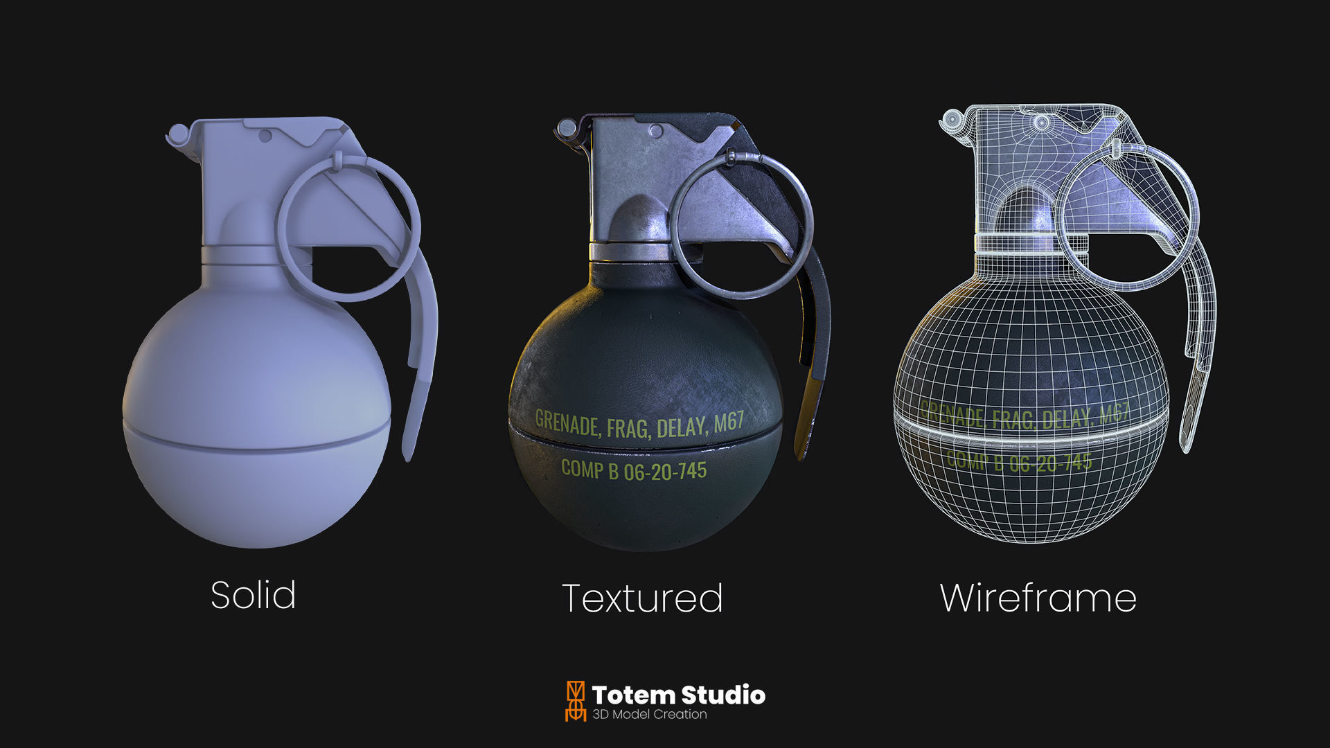 Grenade Project Collection Package Low-poly 3D model_28