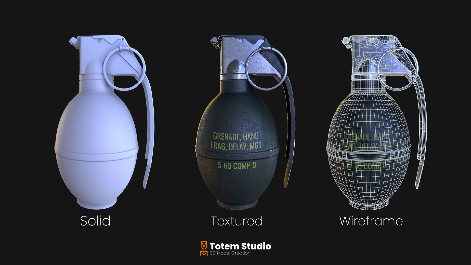 Grenade Project Collection Package Low-poly 3D model_25
