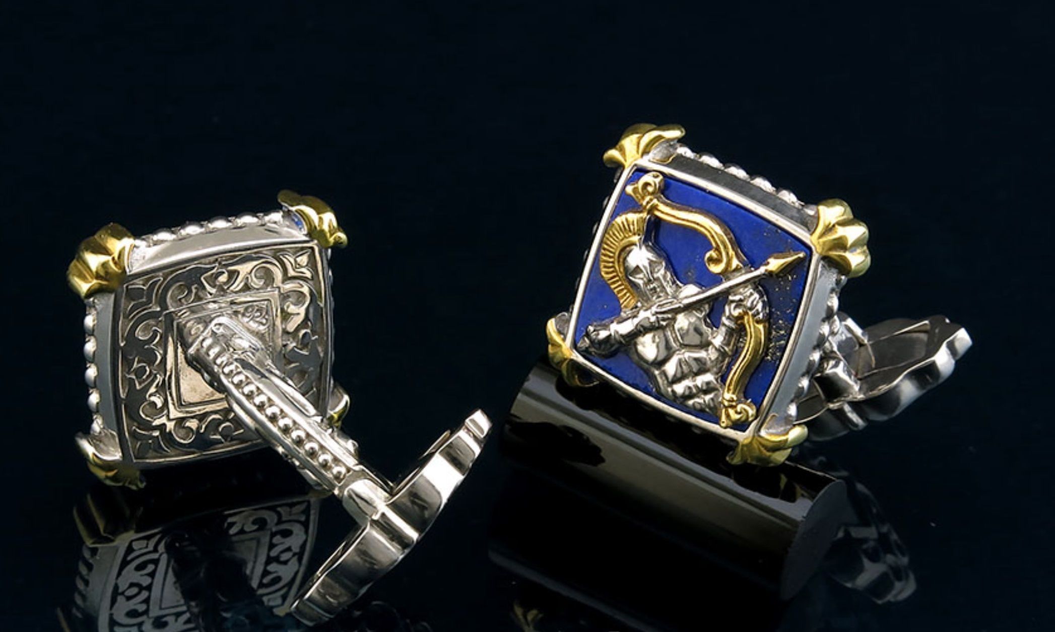 Zodiac signs Cufflinks Archer 3D print model_4