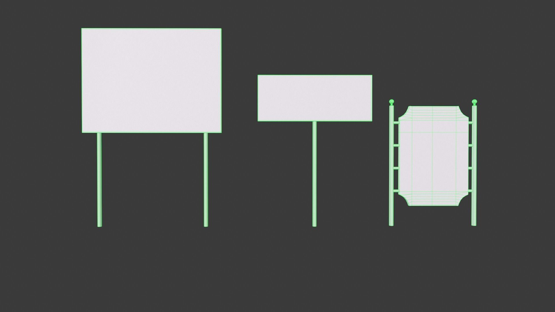 Sign boards Collection 1 Low-poly 3D model_5