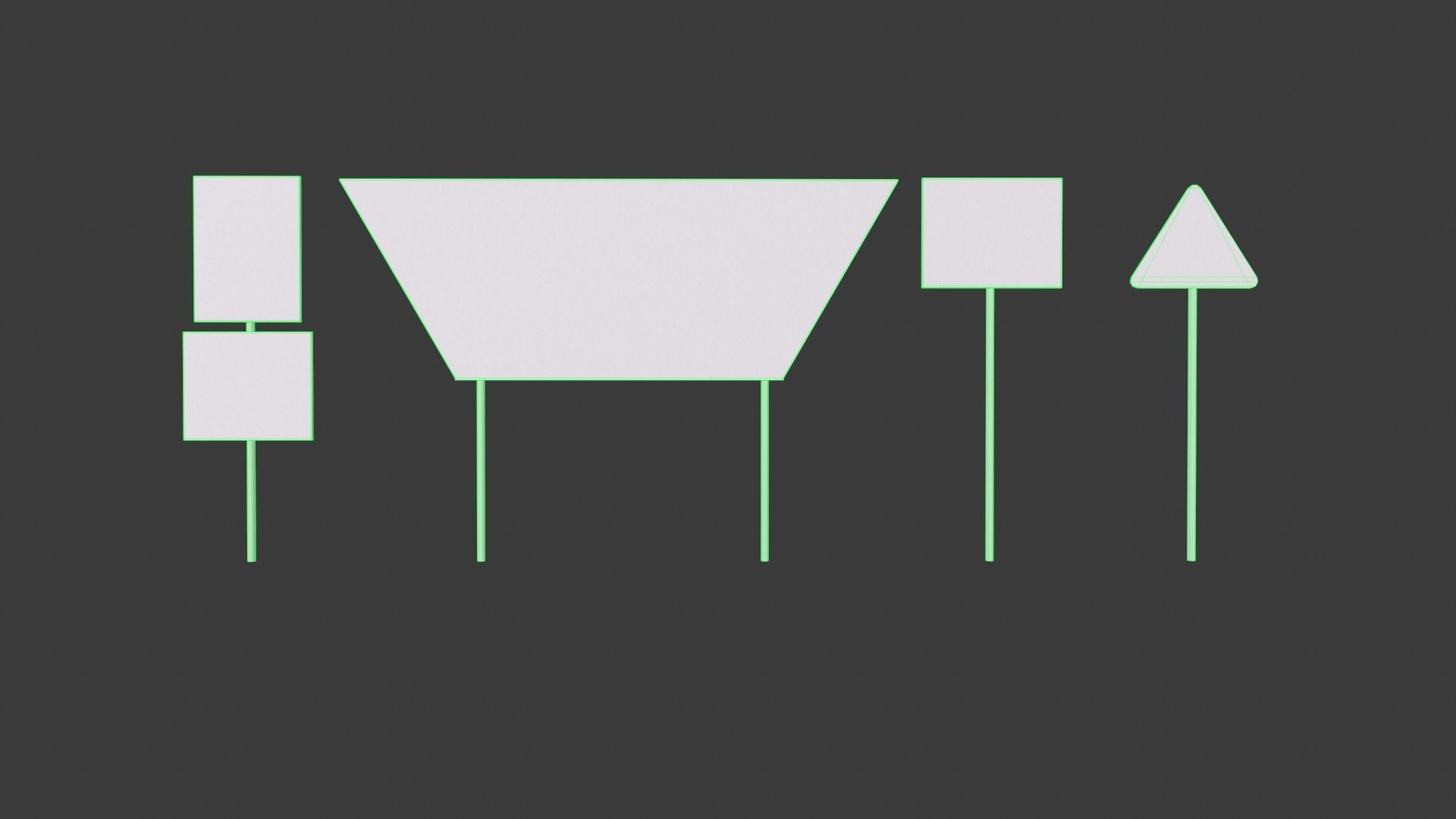 Sign boards Collection 1 Low-poly 3D model_4