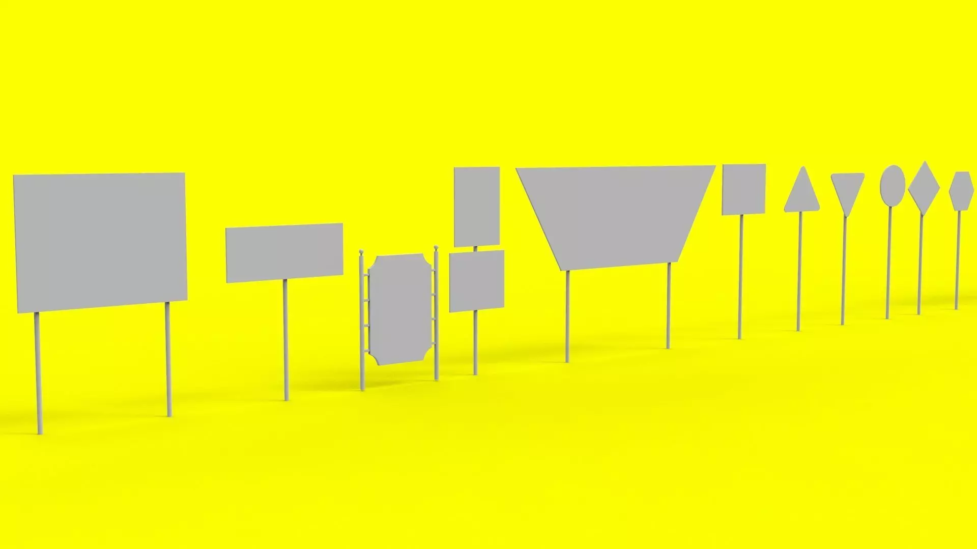 Sign boards Collection 1 Low-poly 3D model_0