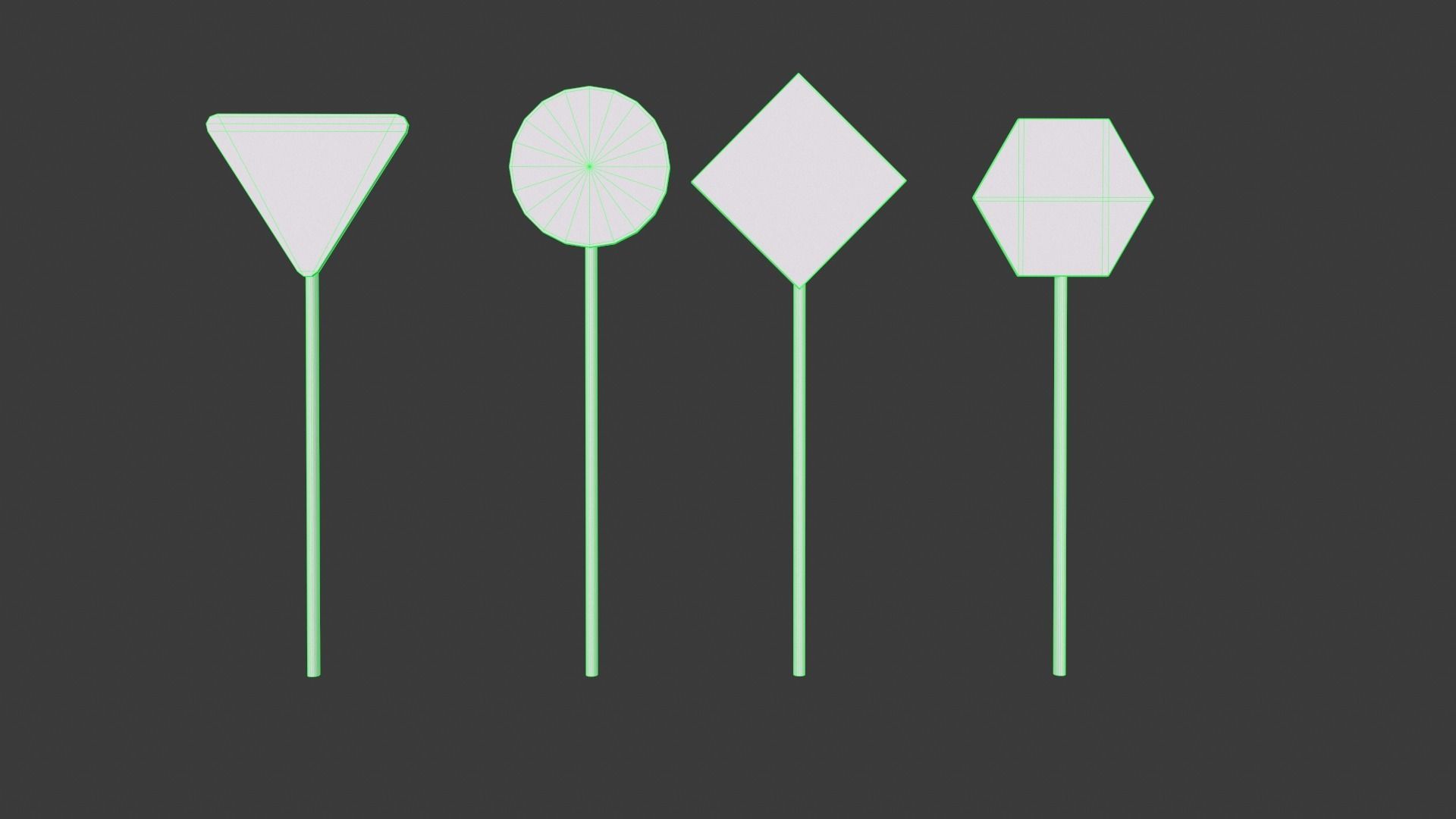 Sign boards Collection 1 Low-poly 3D model_3