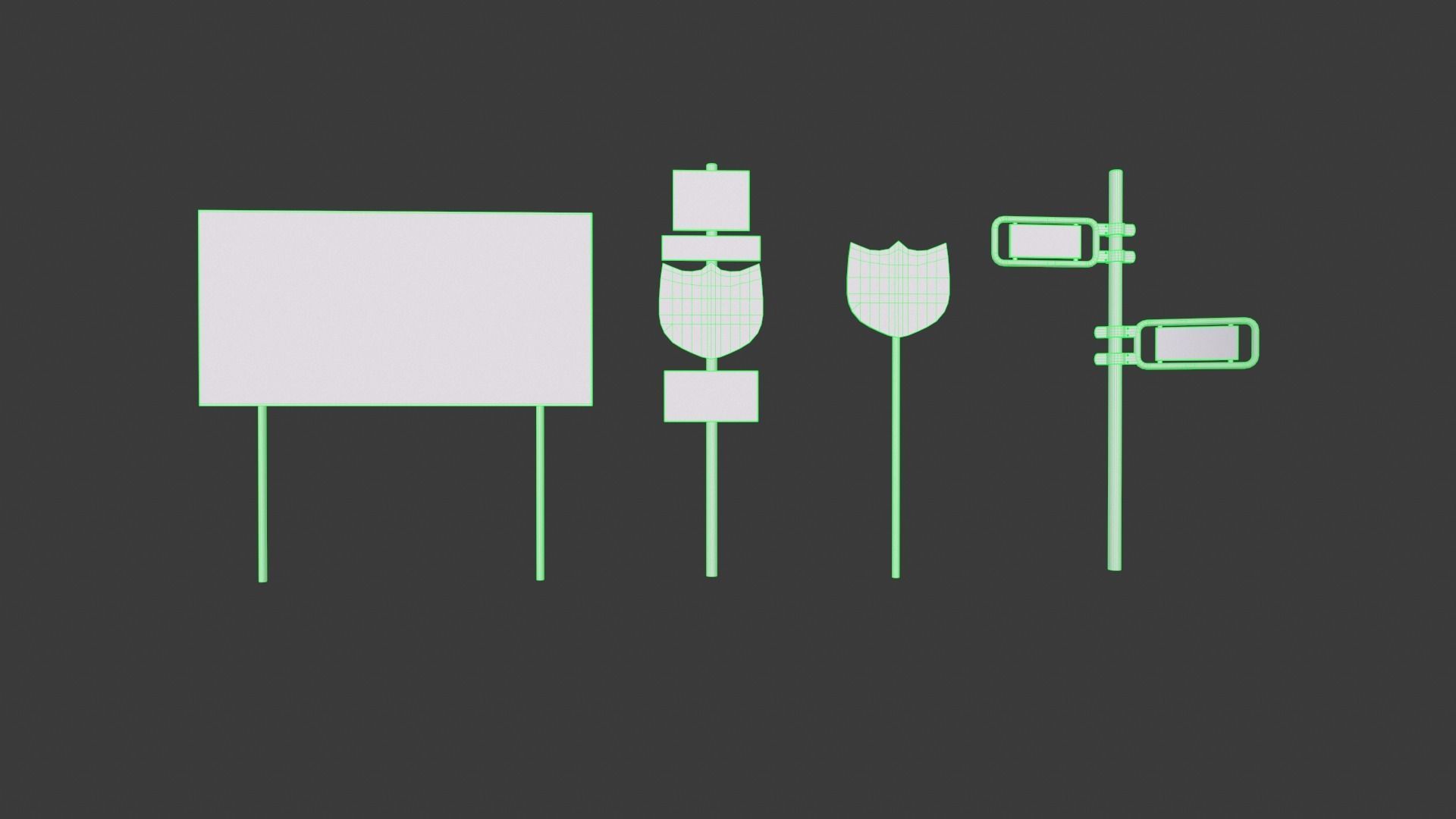 Sign boards Collection 1 Low-poly 3D model_2