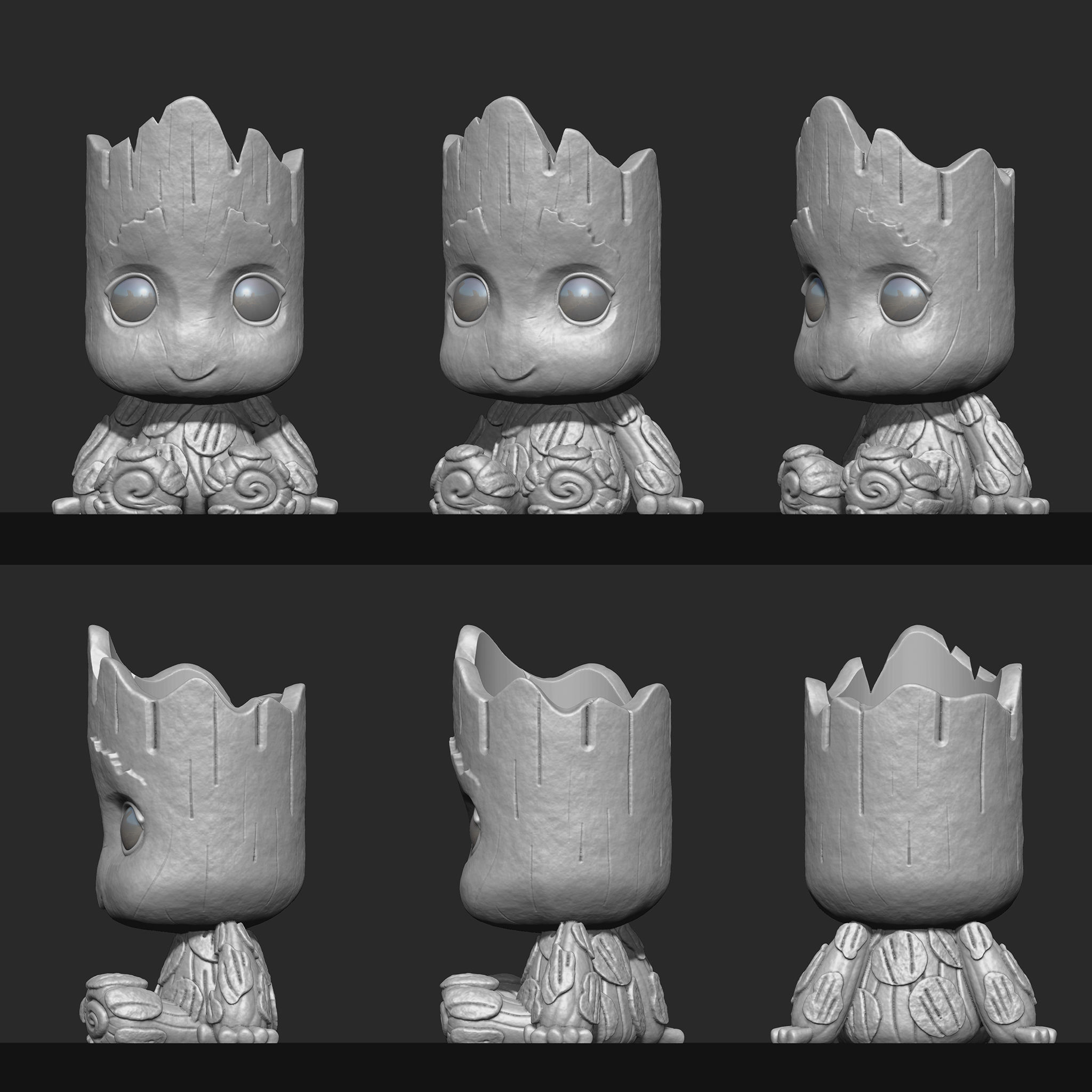 Baby Groot Flower Pot and Pen Holder 3D print model_3