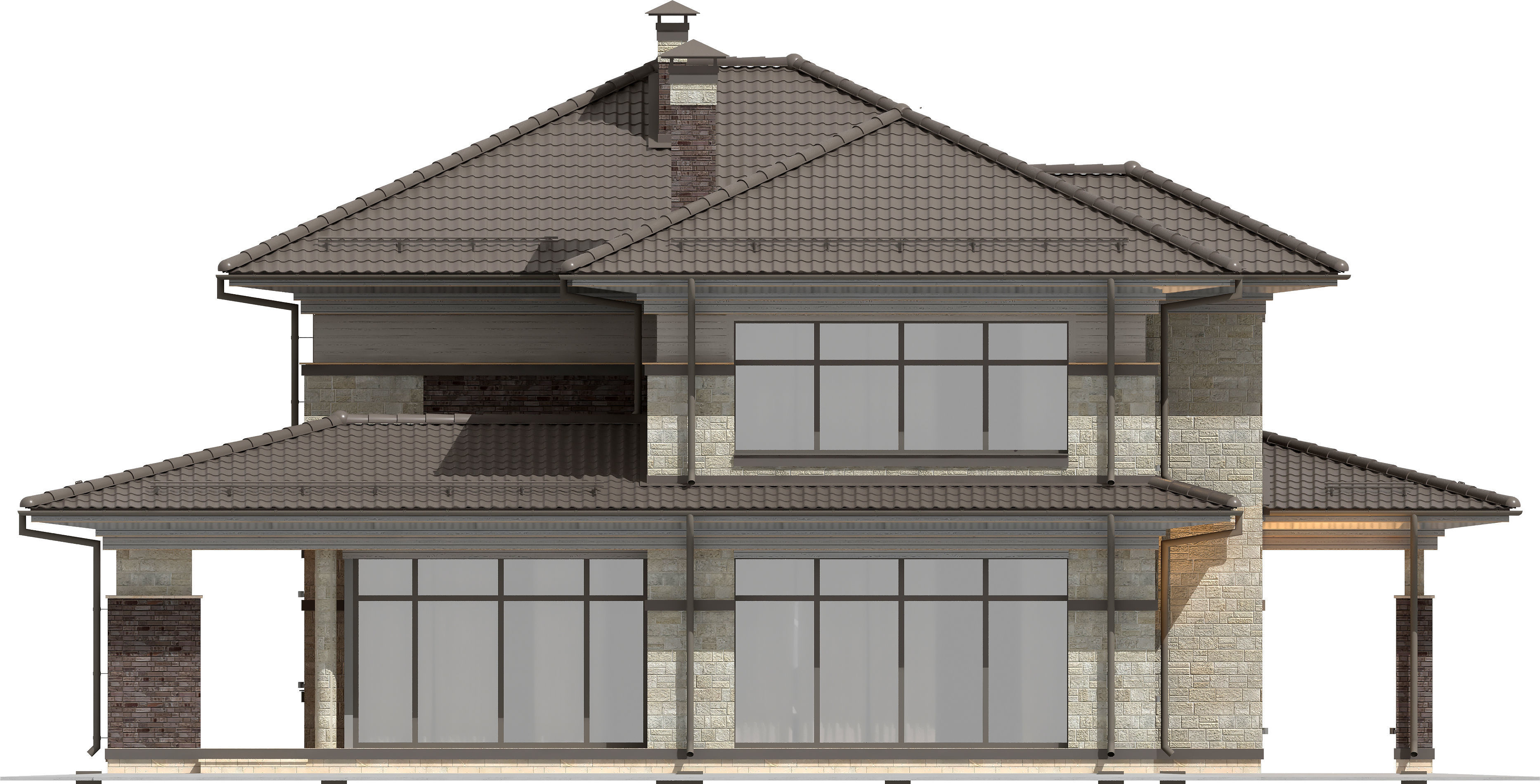 Model of a Wright-style house with a carport for one car 3D model_8
