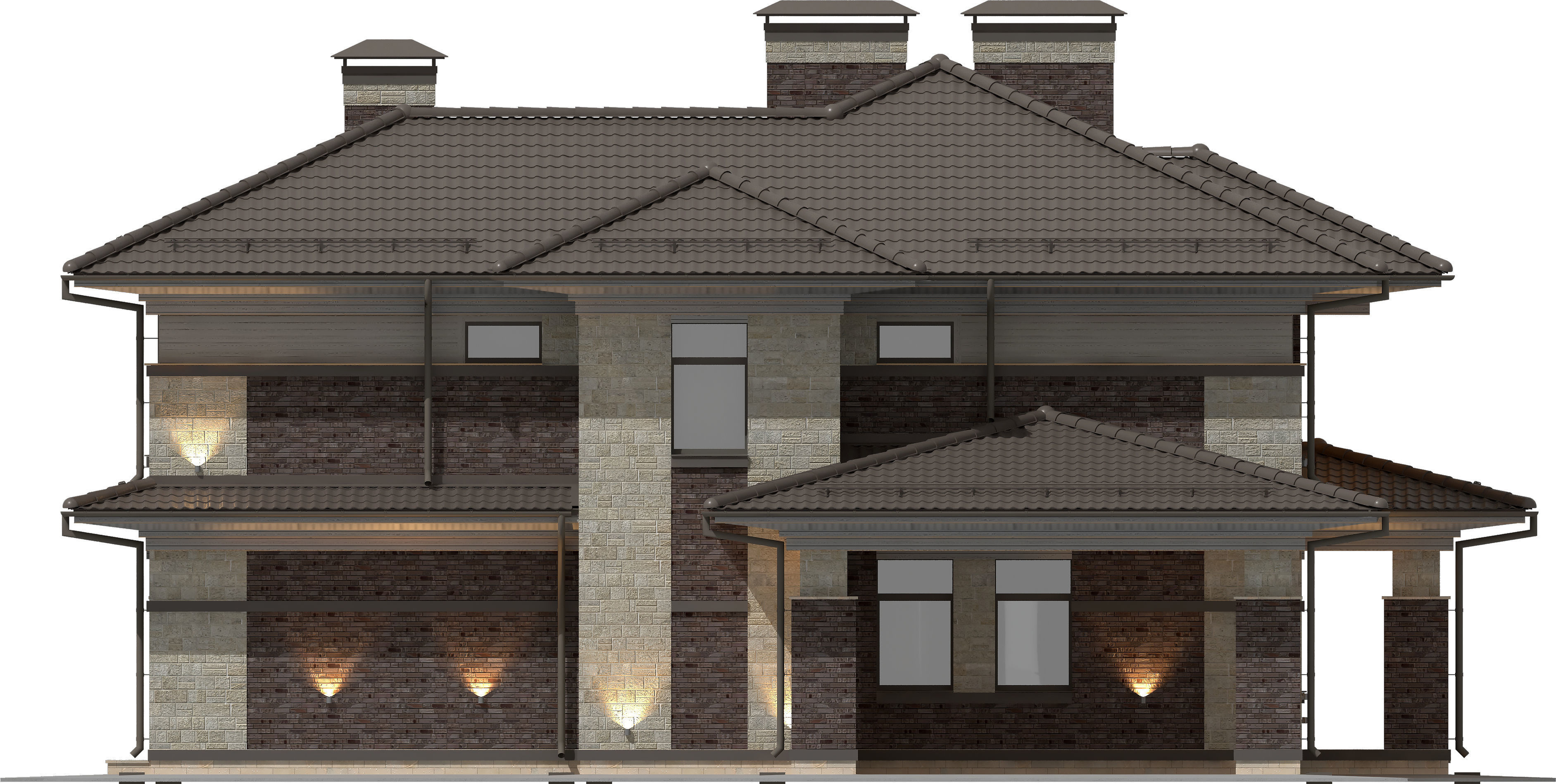 Model of a Wright-style house with a carport for one car 3D model_9
