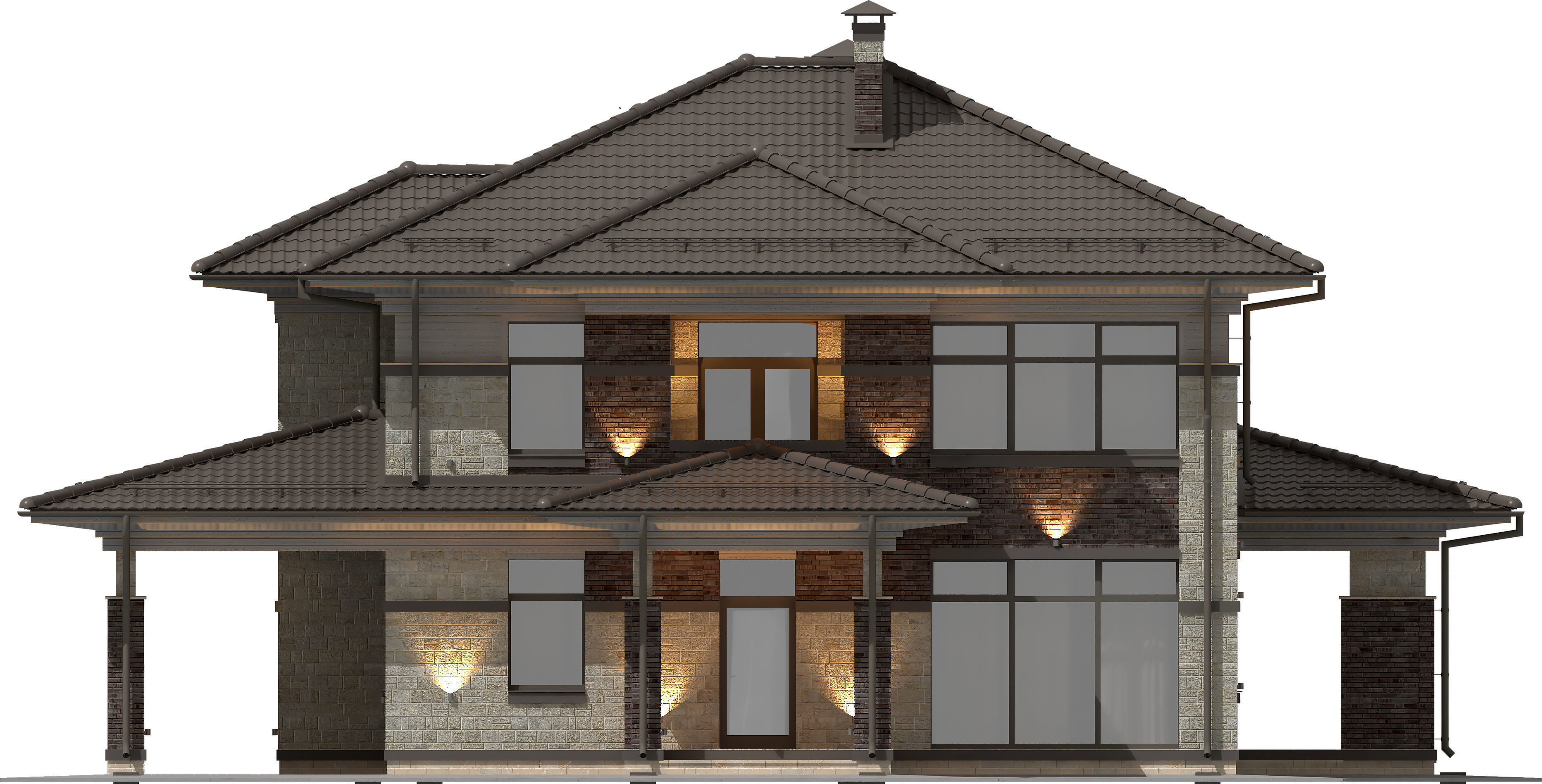 Model of a Wright-style house with a carport for one car 3D model_7