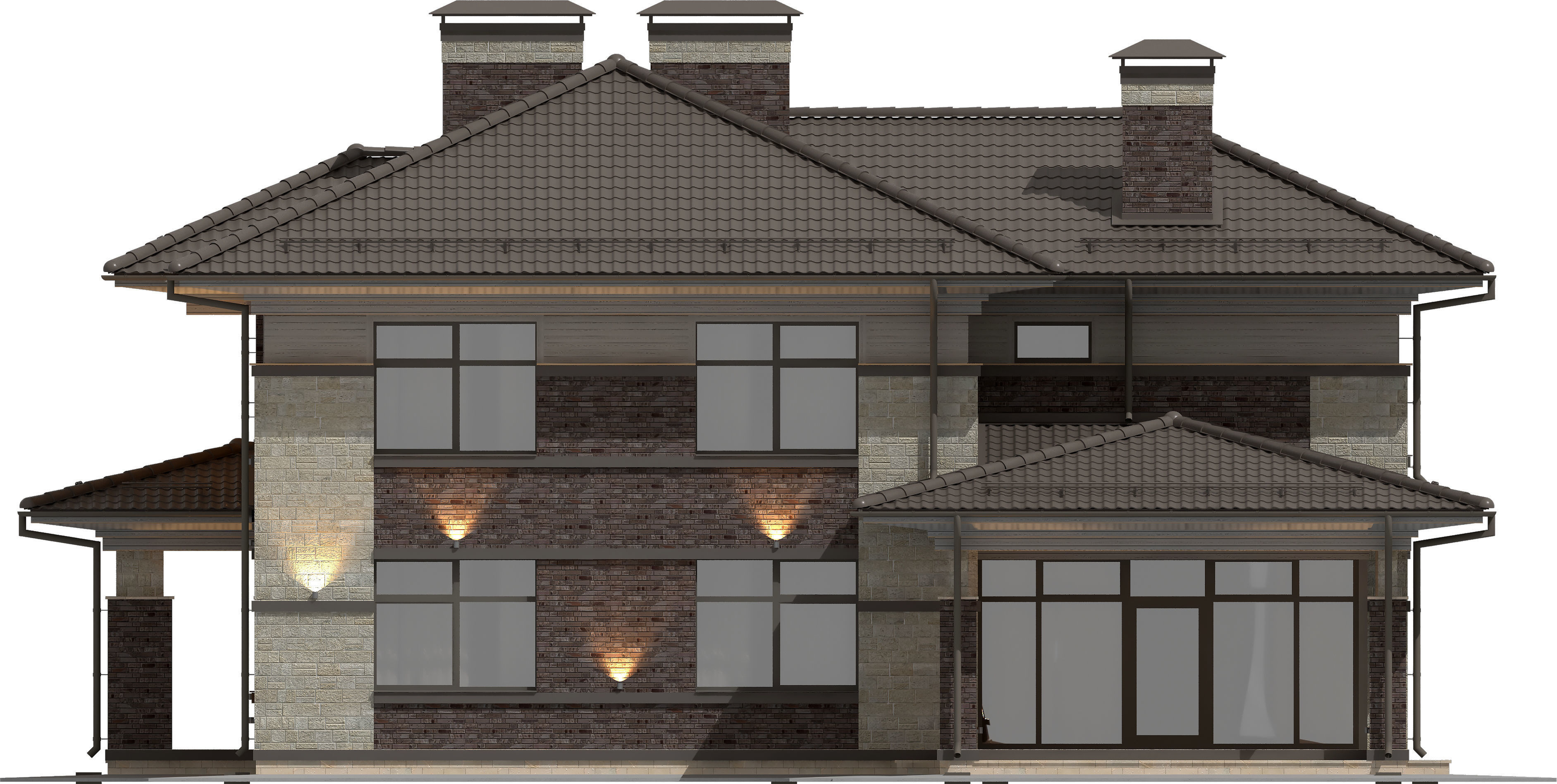 Model of a Wright-style house with a carport for one car 3D model_10