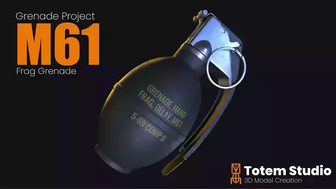 M61 Frag Grenade Low-poly 3D model