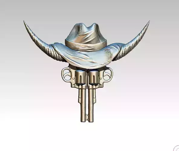 Boss Chief Horn Gun Revolver pendant jewel 3D print model