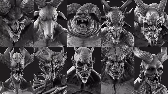 Demons High Poly Sculpts Full Pack 3D model