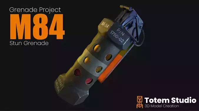 M84 Stun Grenade Low-poly 3D model