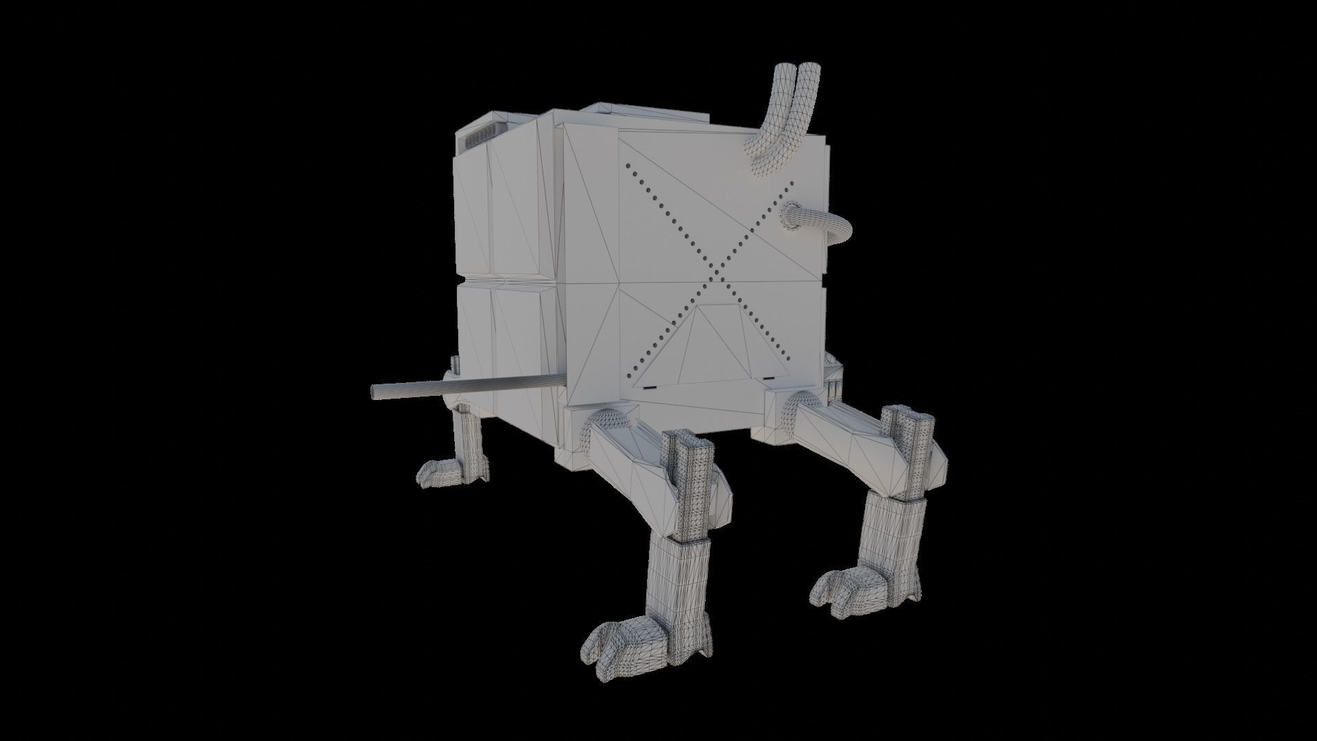 Robot Walker Low-poly 3D model_5