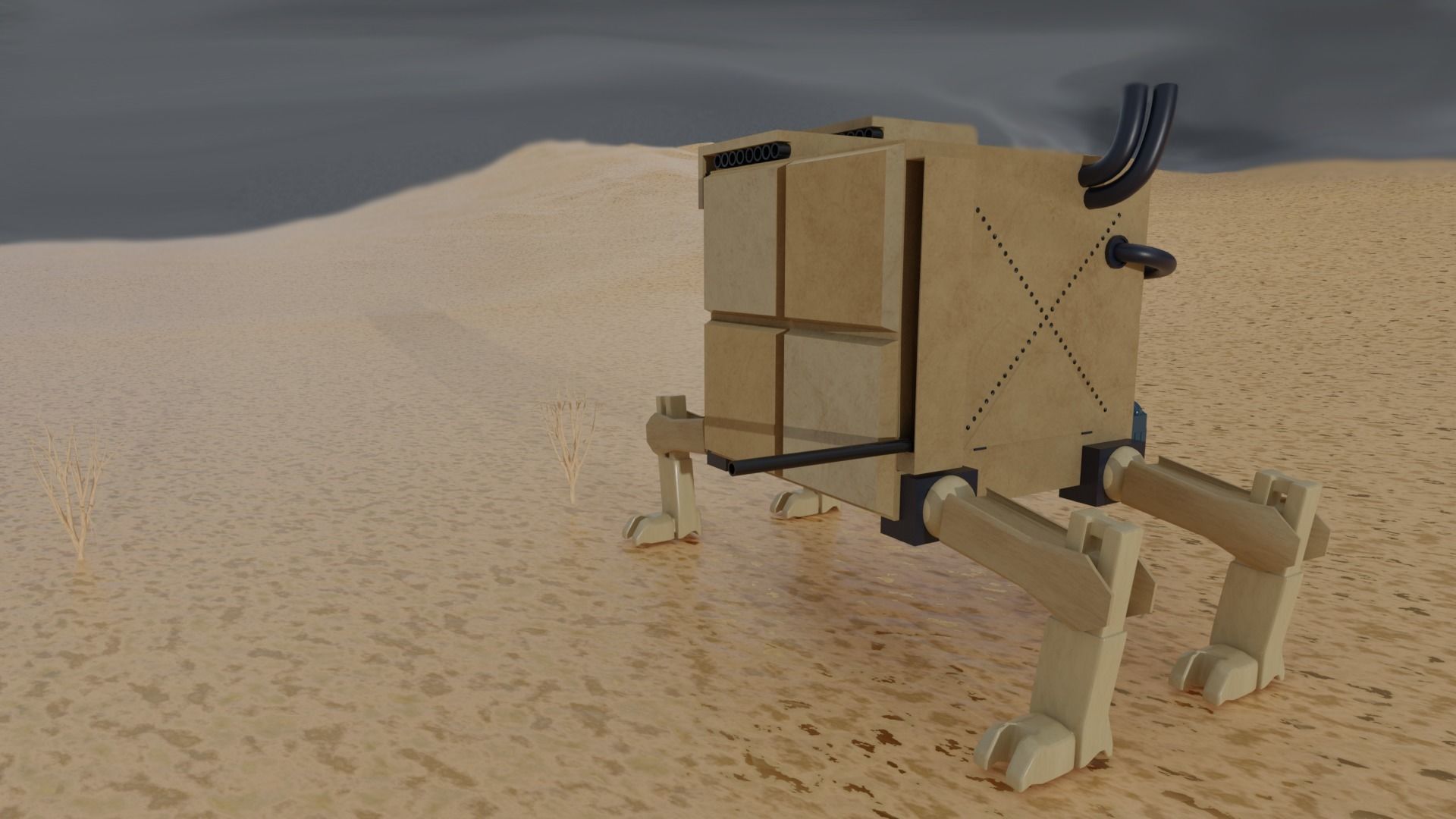 Robot Walker Low-poly 3D model_2