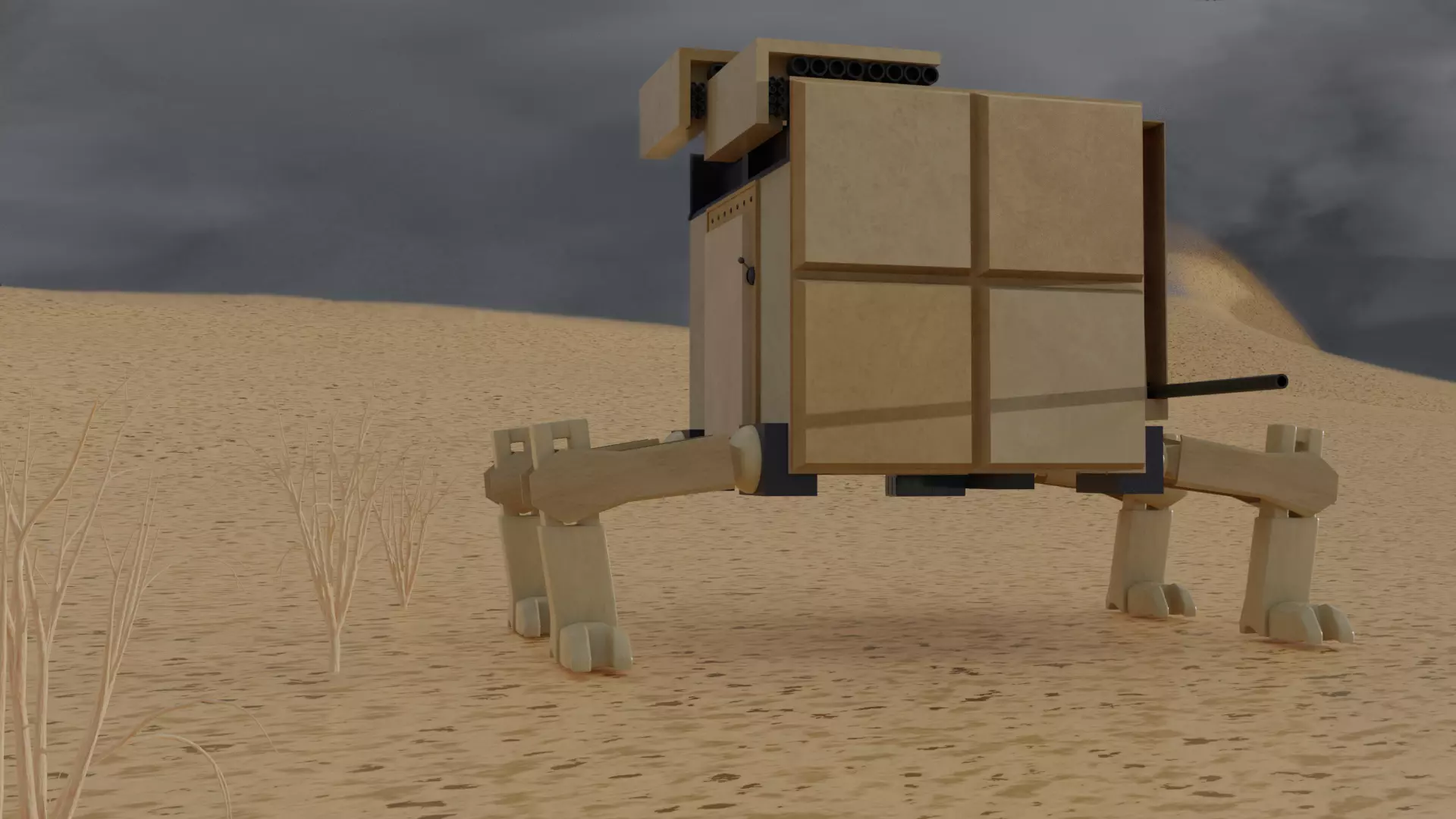 Robot Walker Low-poly 3D model_0