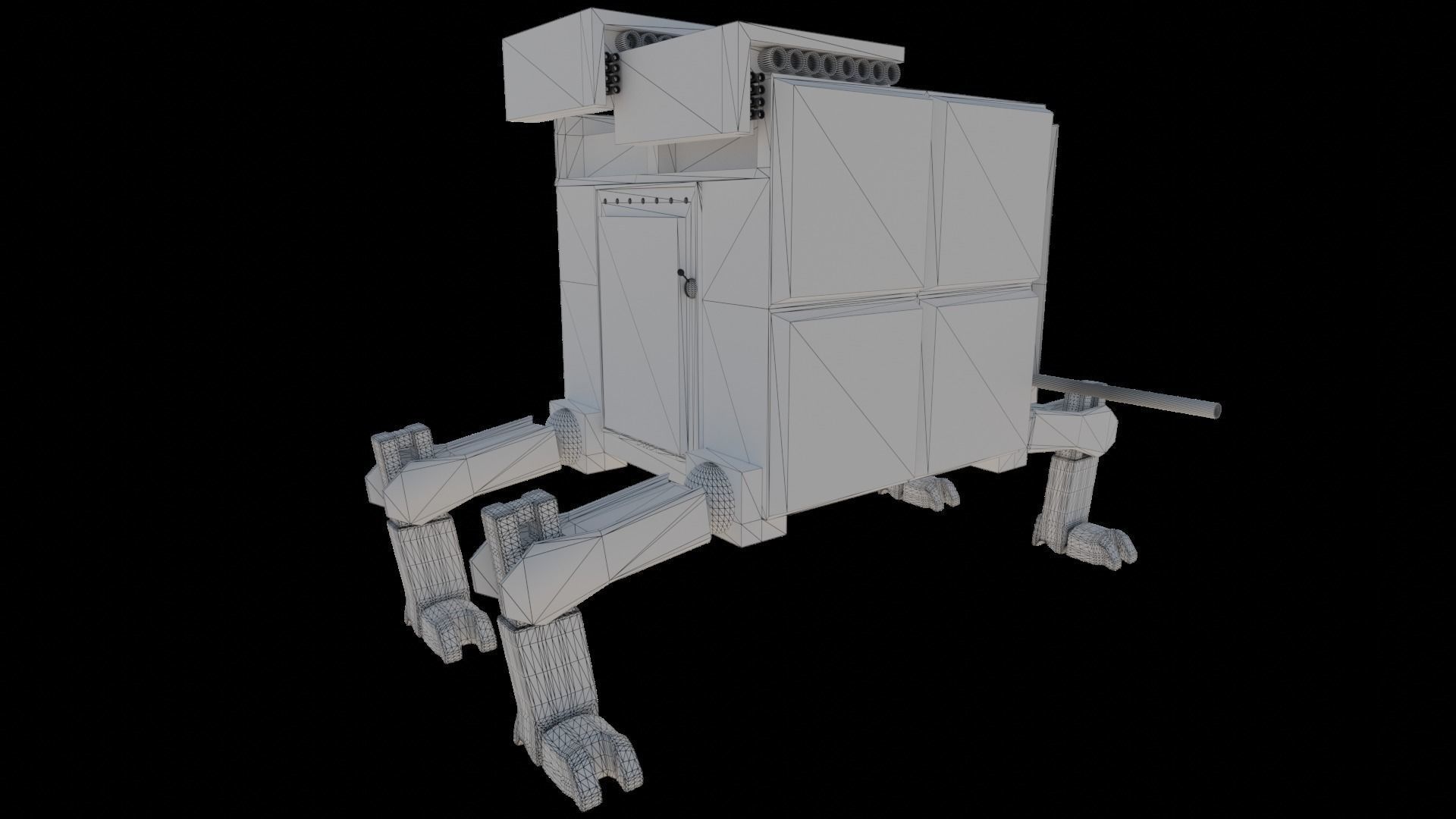 Robot Walker Low-poly 3D model_4