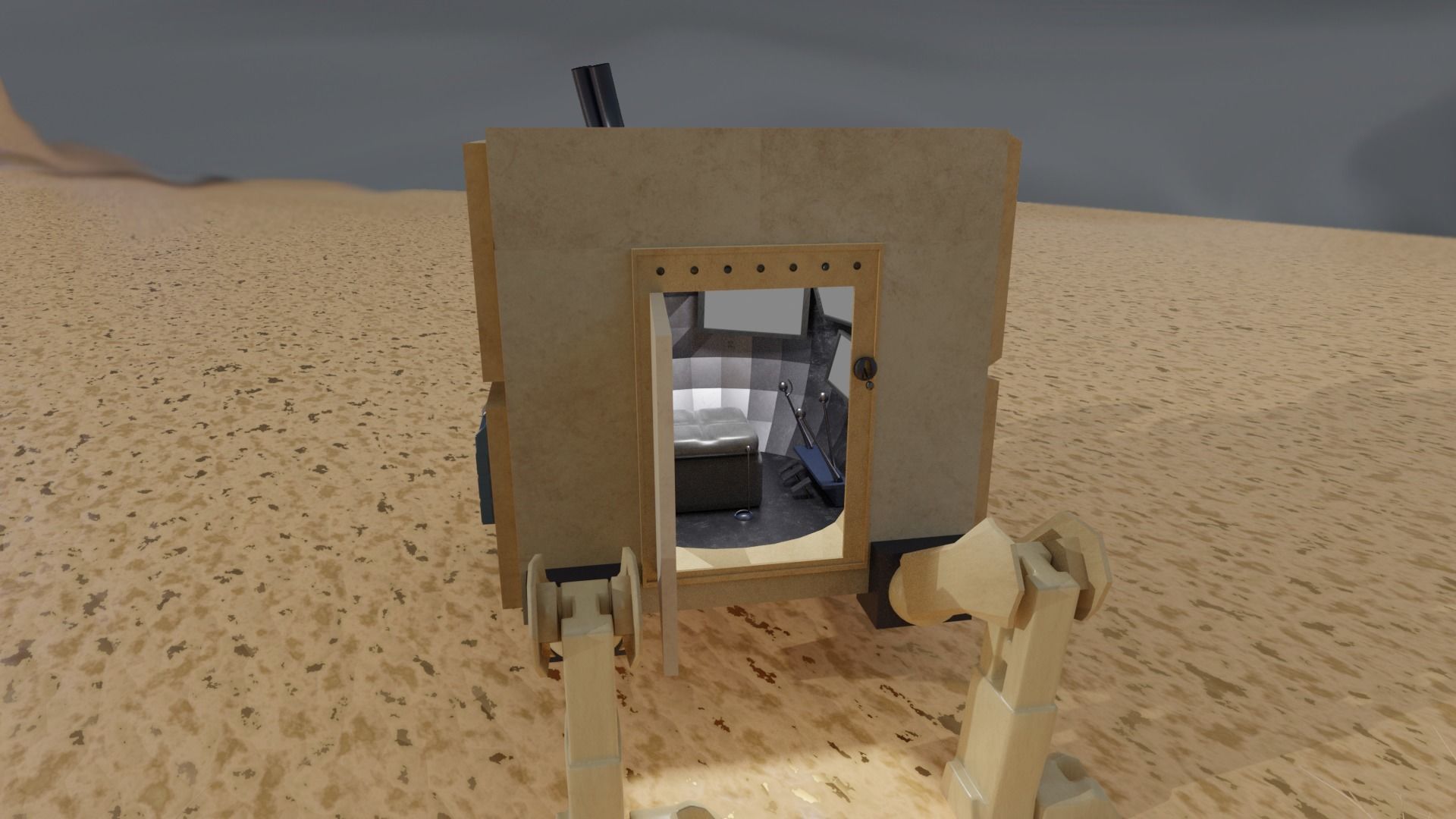 Robot Walker Low-poly 3D model_3