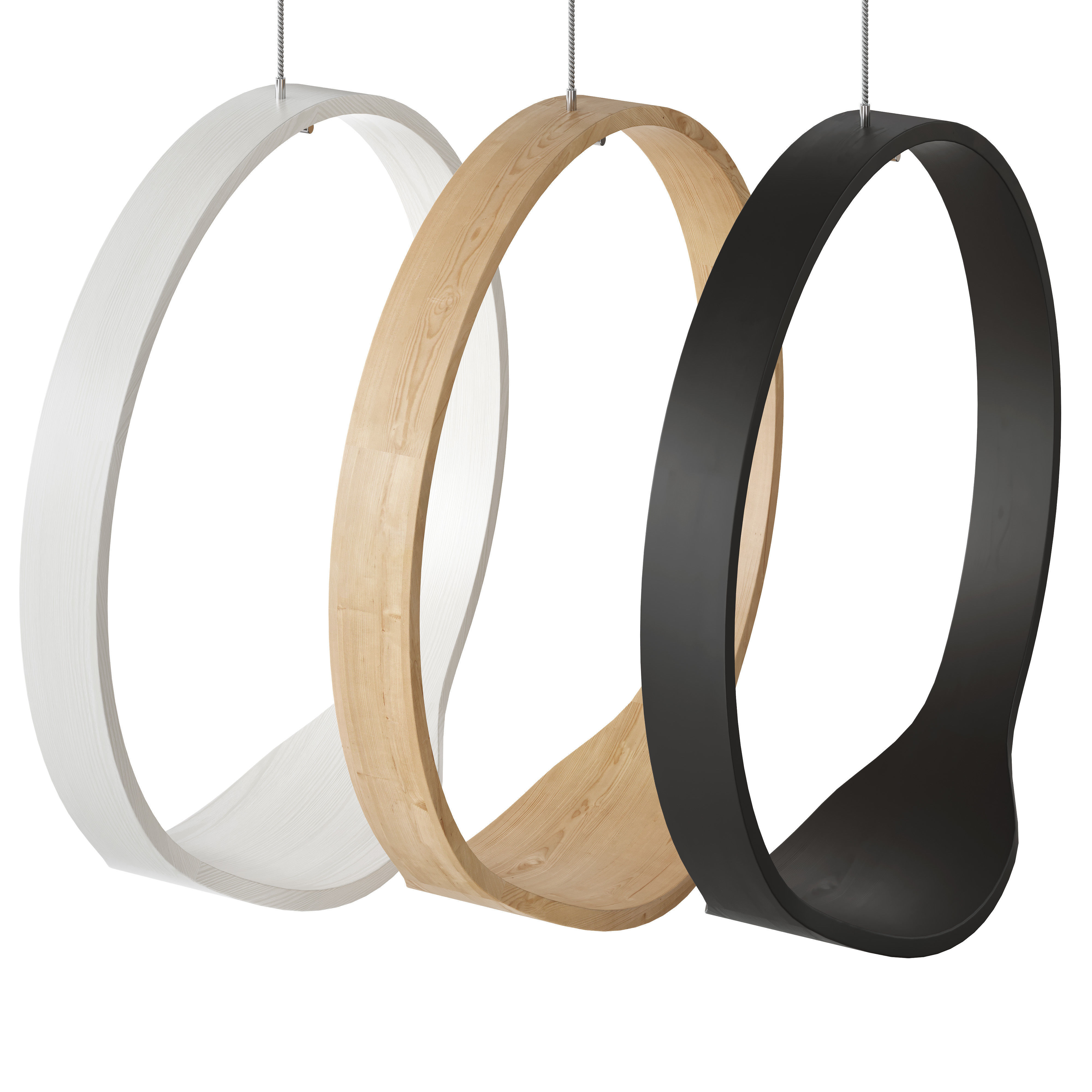 Wooden Circle Indoor Swing 3D model_3