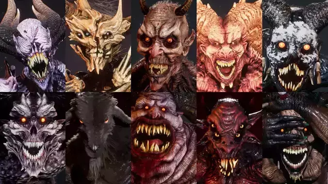 Demons Full Pack Low-poly 3D model